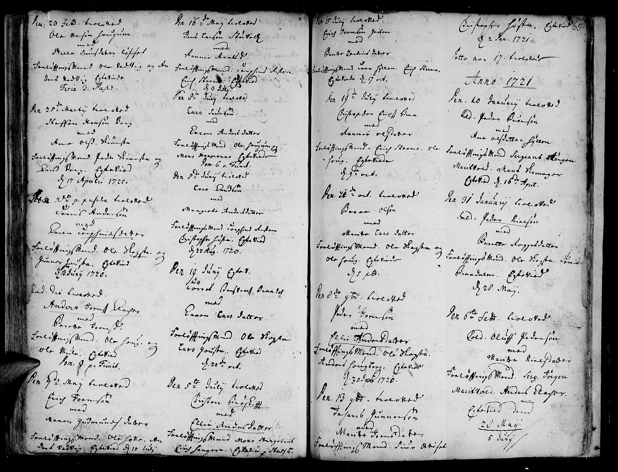 Ministerialprotokoller, klokkerbøker og fødselsregistre - Sør-Trøndelag, AV/SAT-A-1456/612/L0368: Ministerialbok nr. 612A02, 1702-1753, s. 65