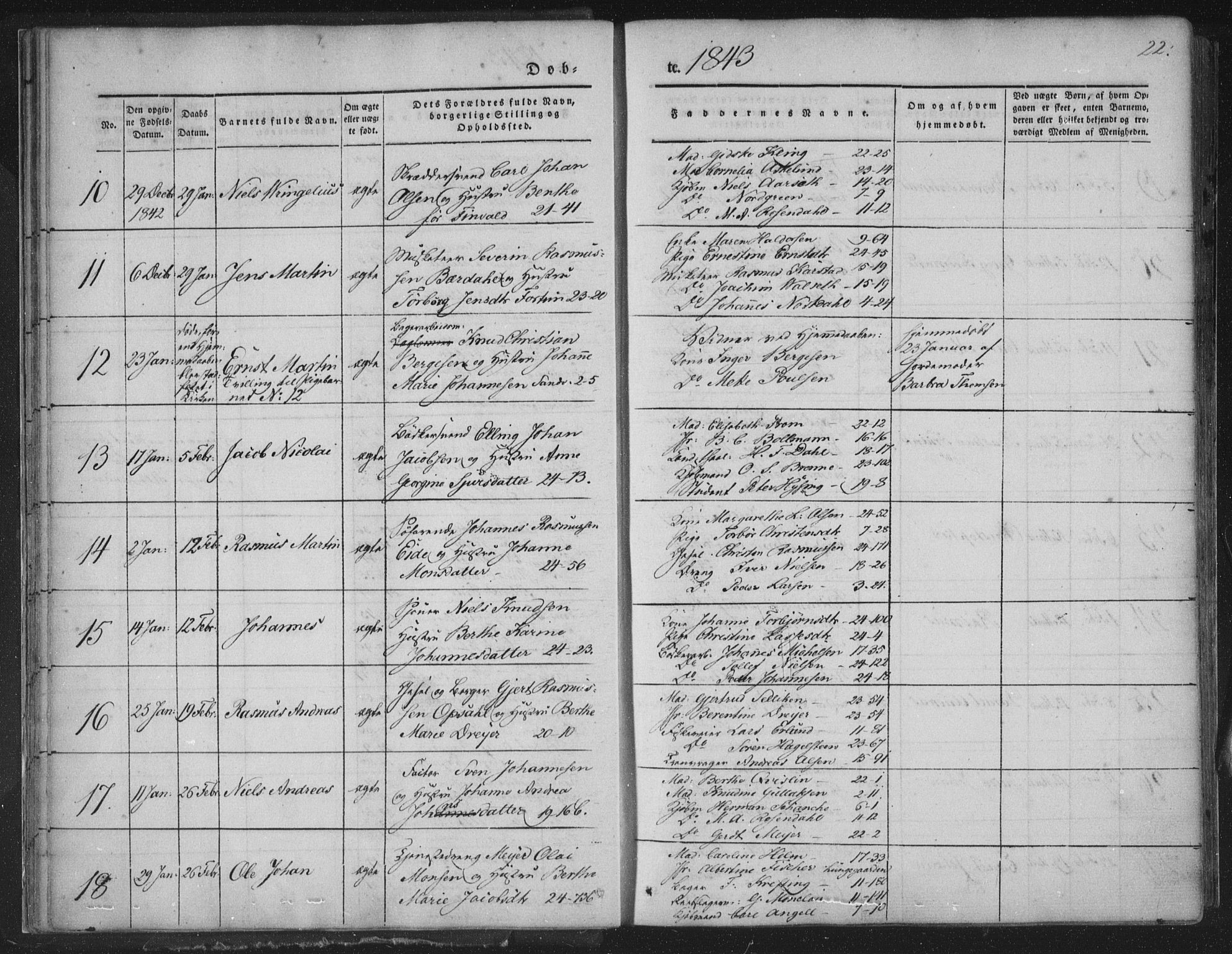Korskirken sokneprestembete, AV/SAB-A-76101/H/Haa/L0016: Ministerialbok nr. B 2, 1841-1851, s. 22