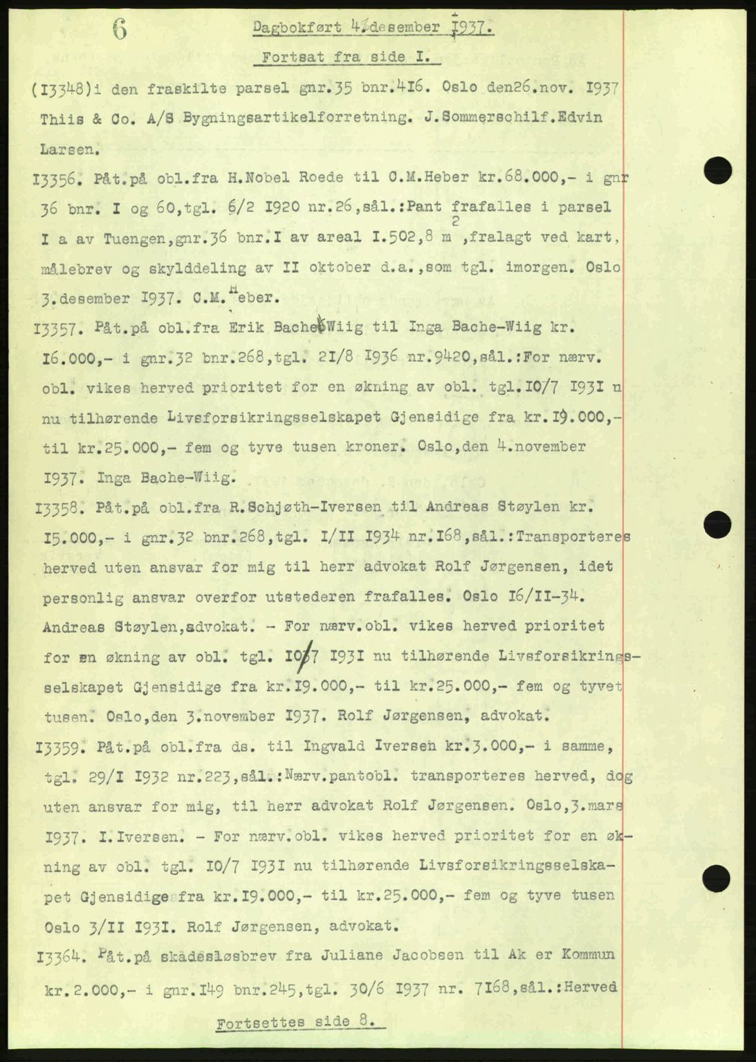 Aker herredsskriveri, SAO/A-10896/G/Gb/Gba/Gbac/L0005: Pantebok nr. B151-152, 1937-1938, Dagboknr: 13348/1937
