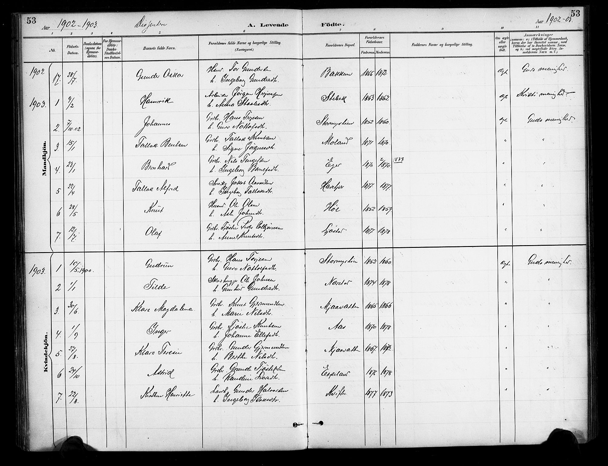 Gjerstad sokneprestkontor, AV/SAK-1111-0014/F/Fa/Fab/L0005: Ministerialbok nr. A 5, 1891-1908, s. 53
