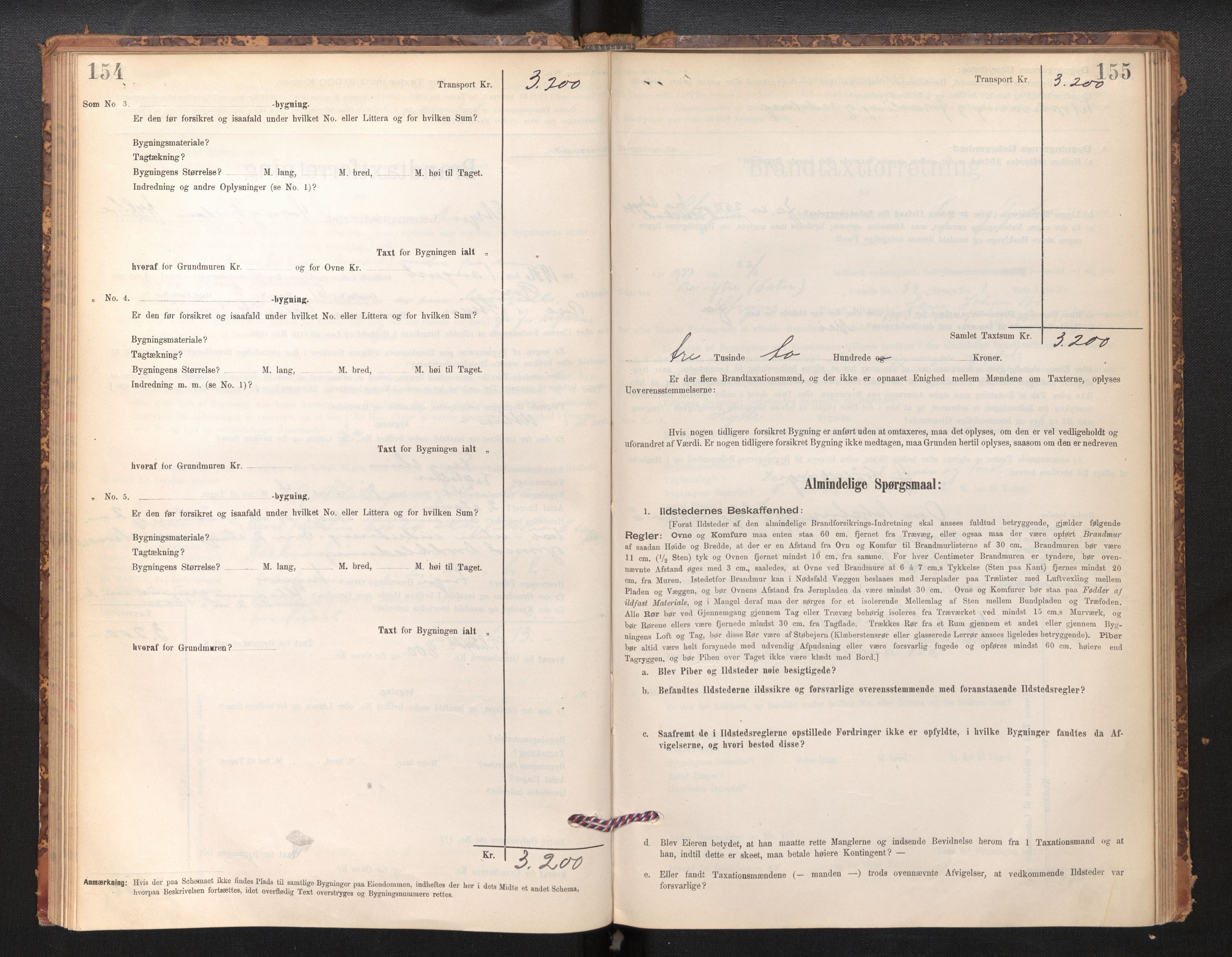 Lensmannen i Stryn og Innvik, SAB/A-30201/0012/L0002: Branntakstprotokoll, skjematakst, 1894-1942, s. 154-155