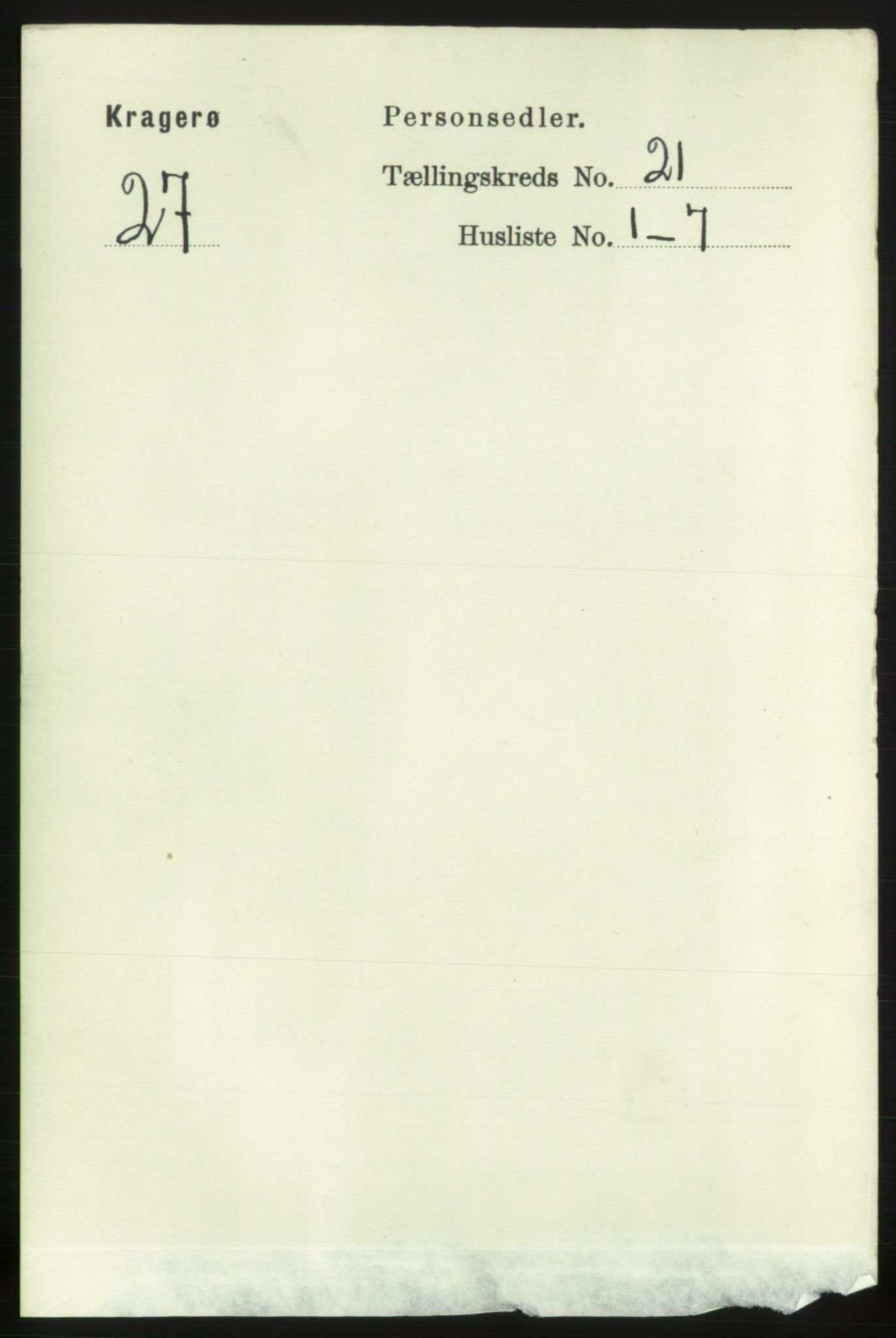 RA, Folketelling 1891 for 0801 Kragerø kjøpstad, 1891, s. 4701