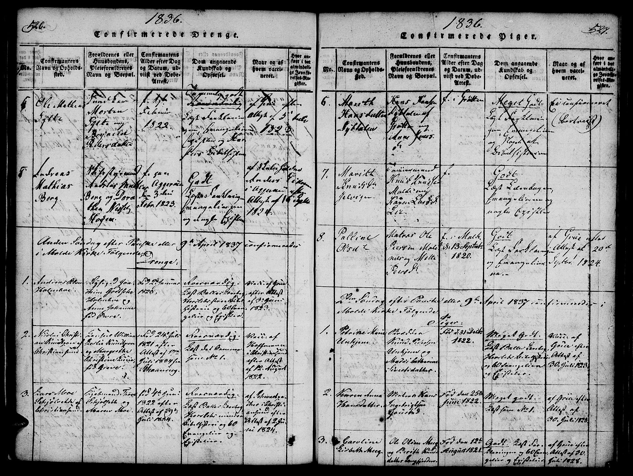 Ministerialprotokoller, klokkerbøker og fødselsregistre - Møre og Romsdal, SAT/A-1454/558/L0688: Ministerialbok nr. 558A02, 1818-1843, s. 526-527