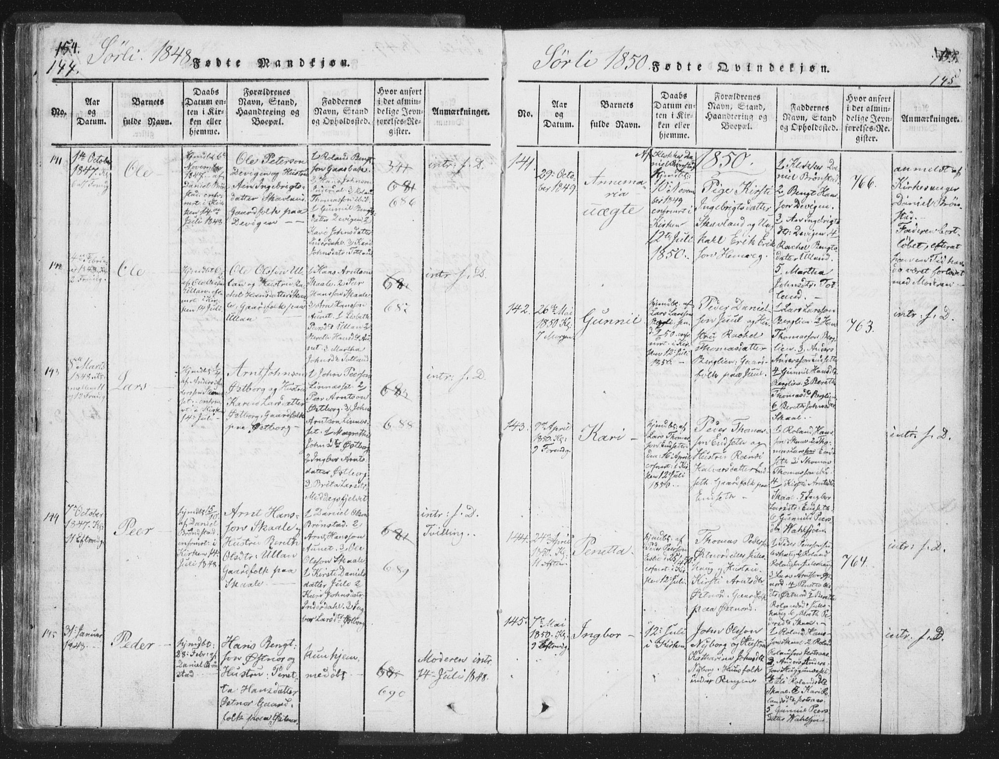 Ministerialprotokoller, klokkerbøker og fødselsregistre - Nord-Trøndelag, SAT/A-1458/755/L0491: Ministerialbok nr. 755A01 /2, 1817-1864, s. 144-145