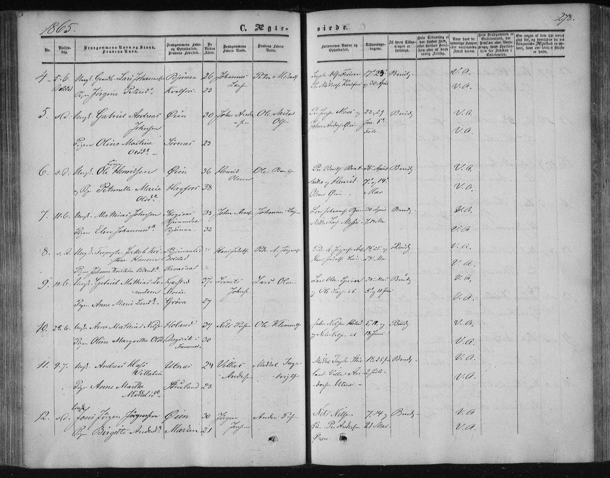 Ministerialprotokoller, klokkerbøker og fødselsregistre - Nordland, AV/SAT-A-1459/820/L0293: Ministerialbok nr. 820A14, 1855-1865, s. 278