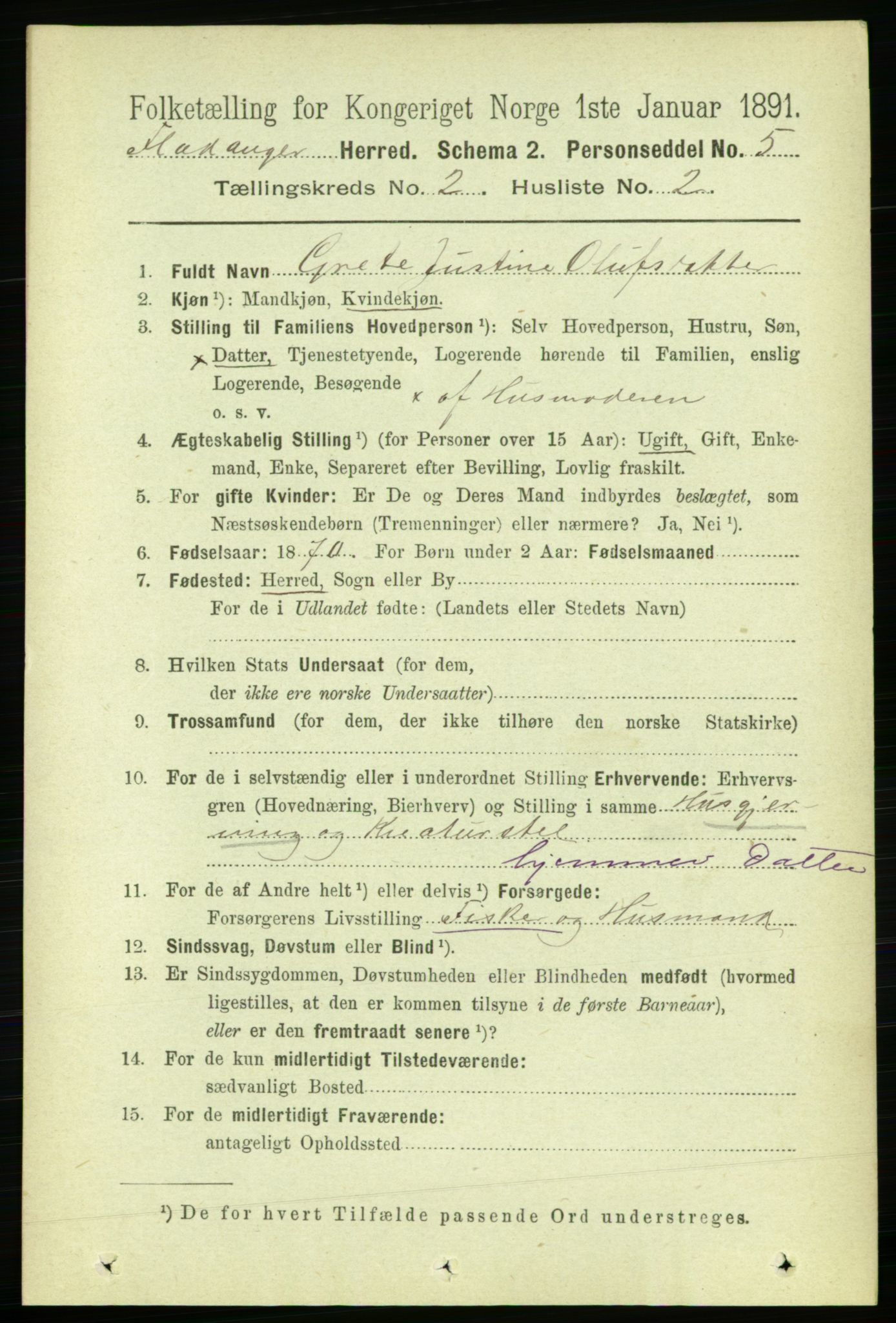 RA, Folketelling 1891 for 1749 Flatanger herred, 1891, s. 722
