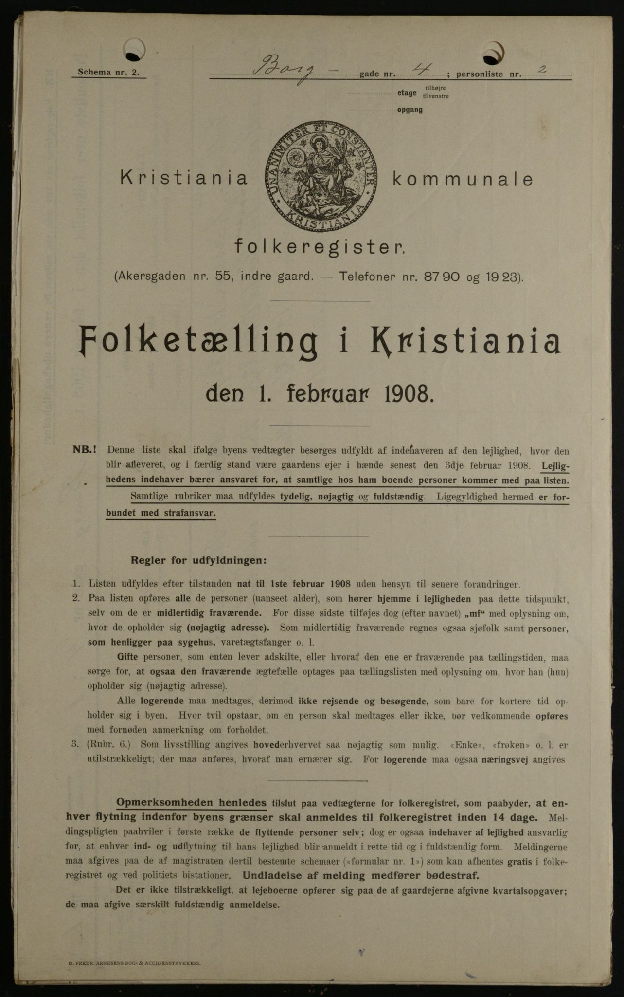 OBA, Kommunal folketelling 1.2.1908 for Kristiania kjøpstad, 1908, s. 7510