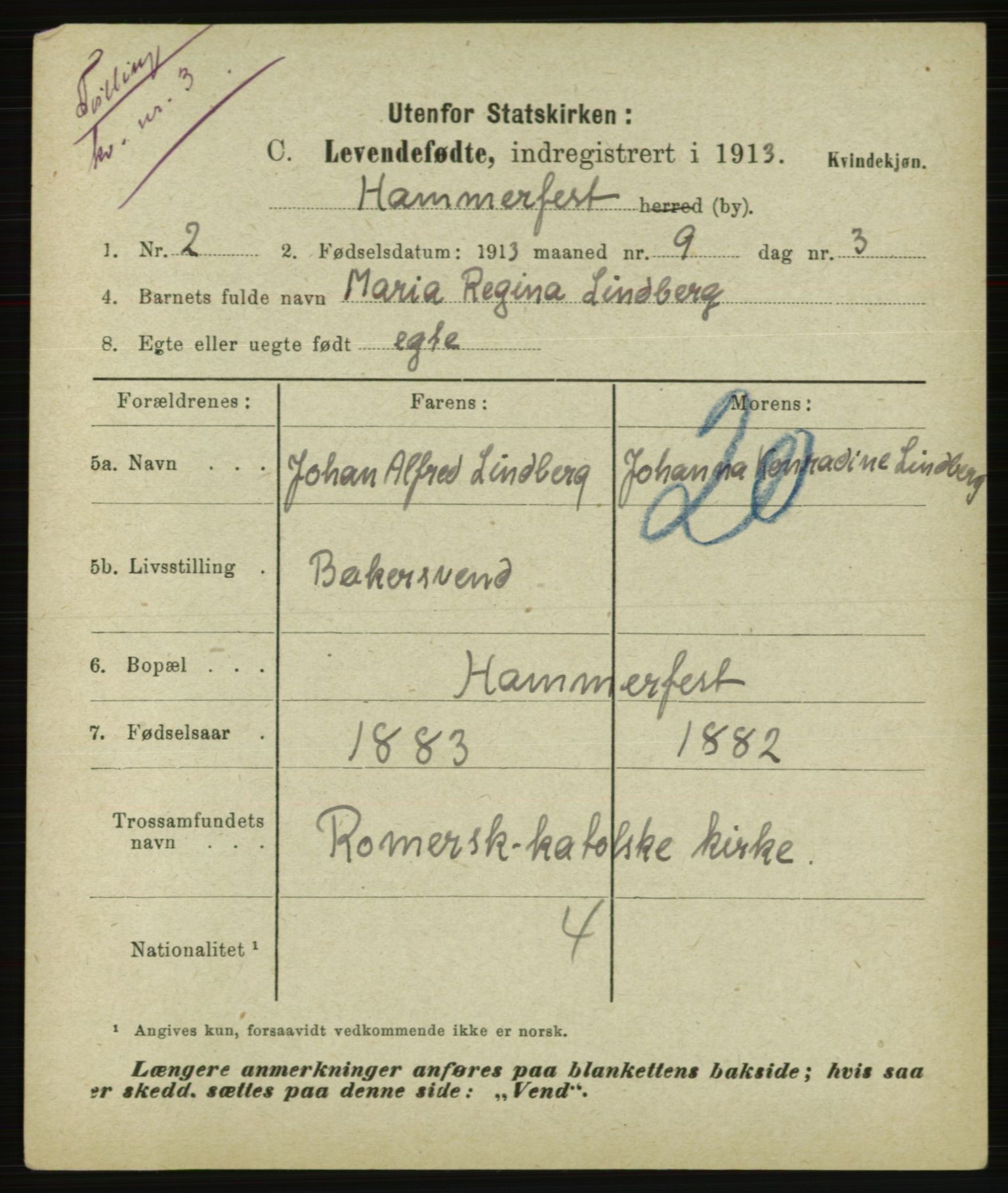 Statistisk sentralbyrå, Sosiodemografiske emner, Befolkning, AV/RA-S-2228/E/L0011: Fødte, gifte, døde dissentere., 1913, s. 1609