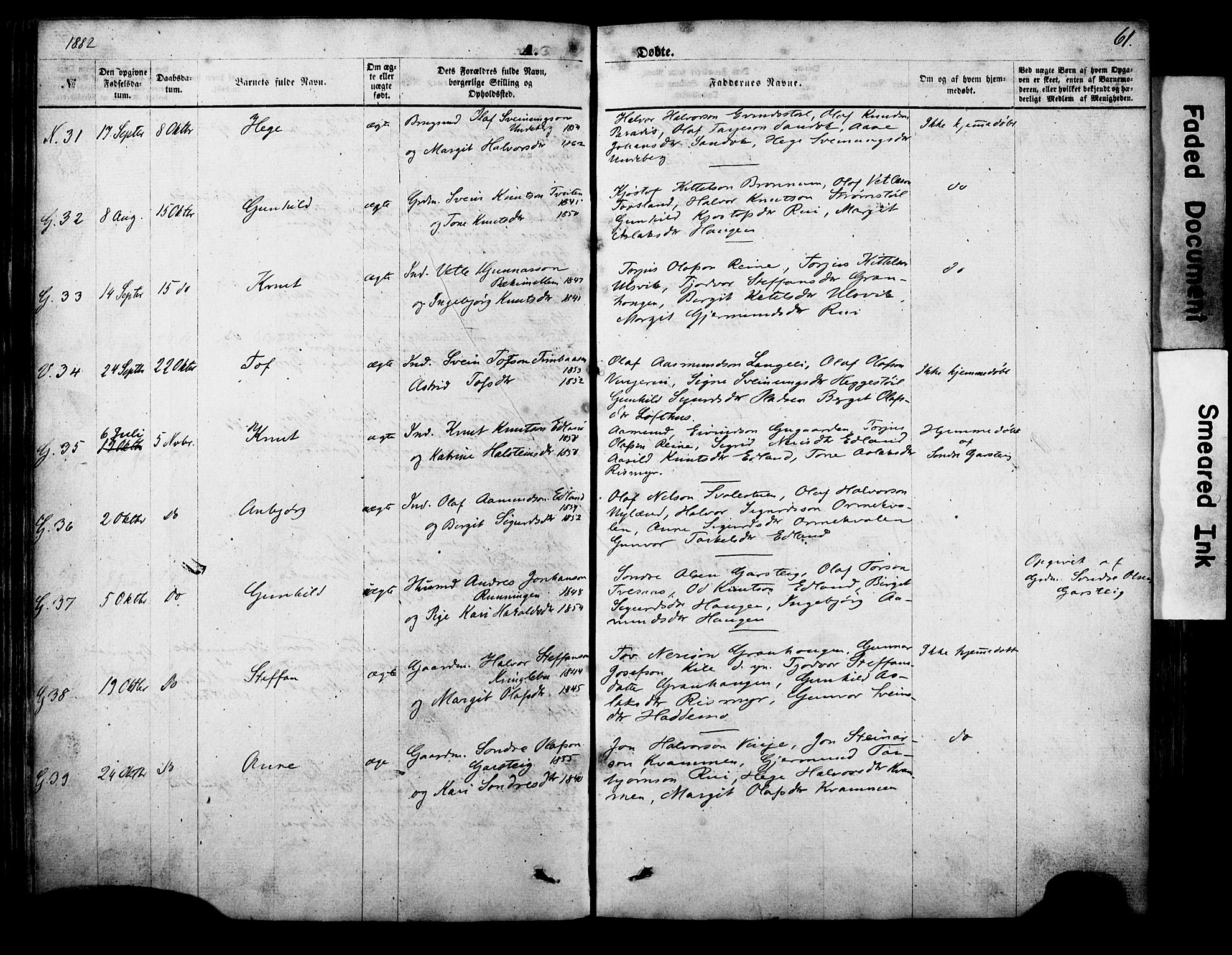 Vinje kirkebøker, AV/SAKO-A-312/F/Fa/L0005: Ministerialbok nr. I 5, 1870-1886, s. 61
