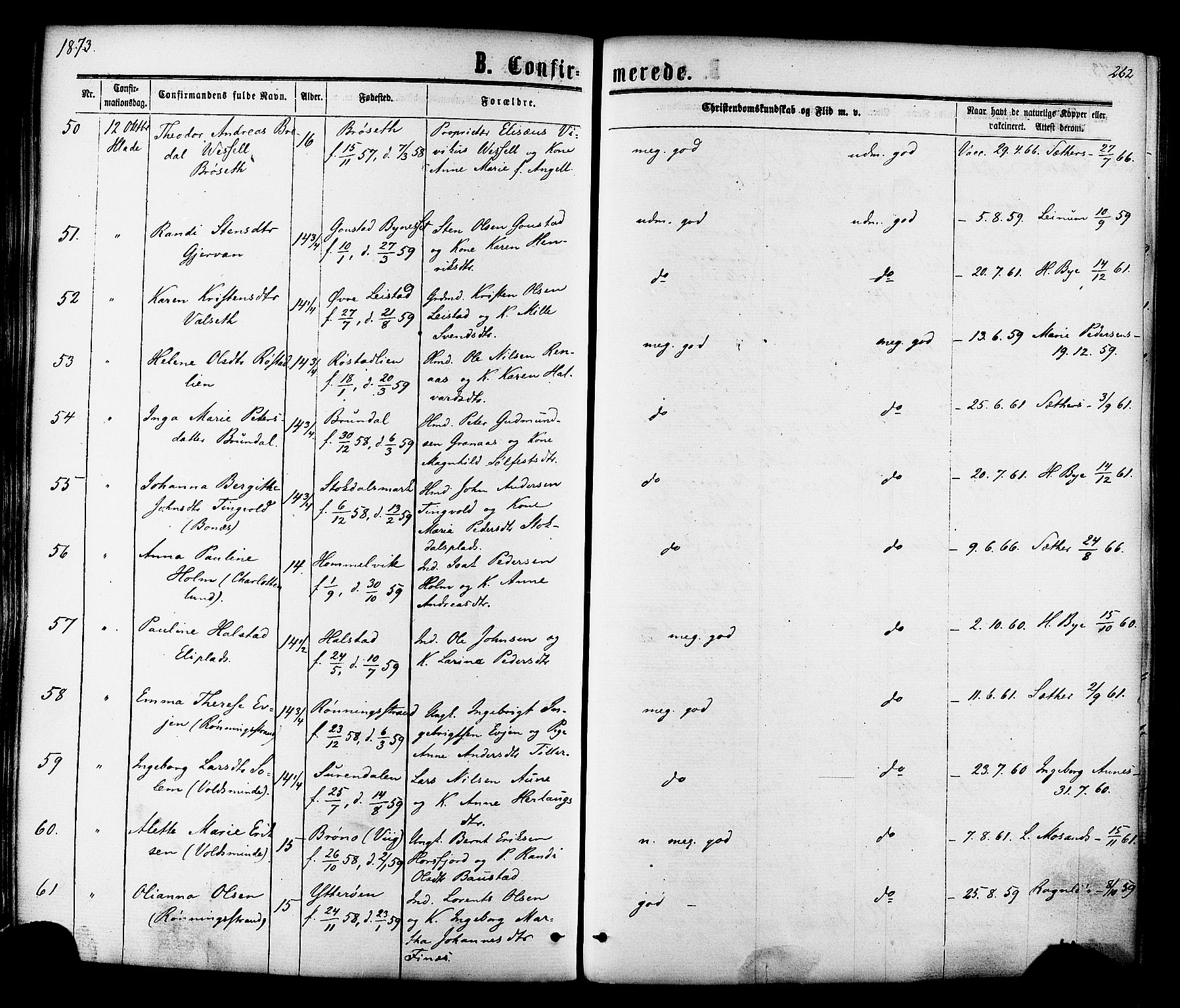 Ministerialprotokoller, klokkerbøker og fødselsregistre - Sør-Trøndelag, AV/SAT-A-1456/606/L0293: Ministerialbok nr. 606A08, 1866-1877, s. 262