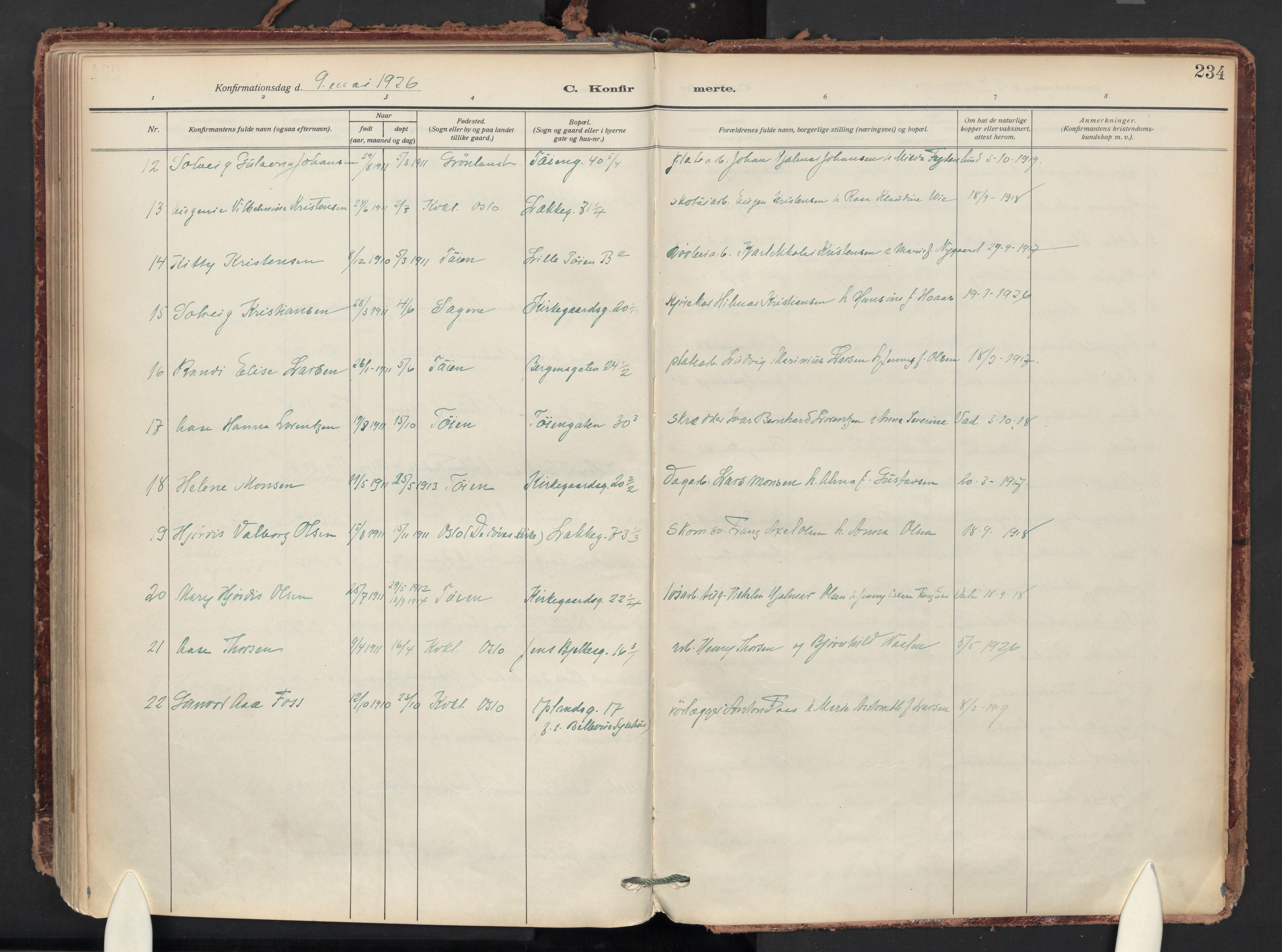Tøyen prestekontor Kirkebøker, AV/SAO-A-10167a/F/Fa/L0004: Ministerialbok nr. I 4, 1917-1931, s. 234