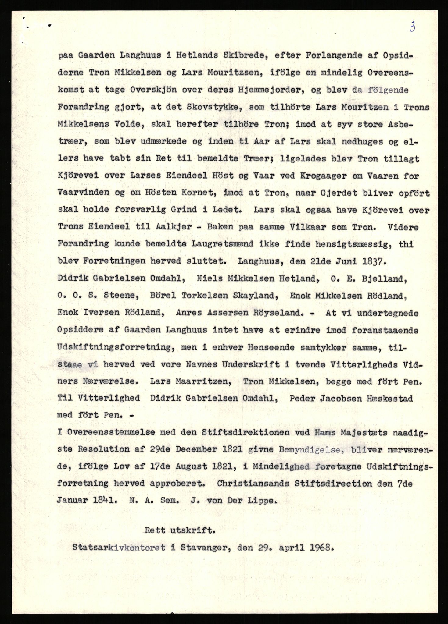 Statsarkivet i Stavanger, AV/SAST-A-101971/03/Y/Yj/L0052: Avskrifter sortert etter gårdsnavn: Landråk  - Leidland, 1750-1930, s. 79