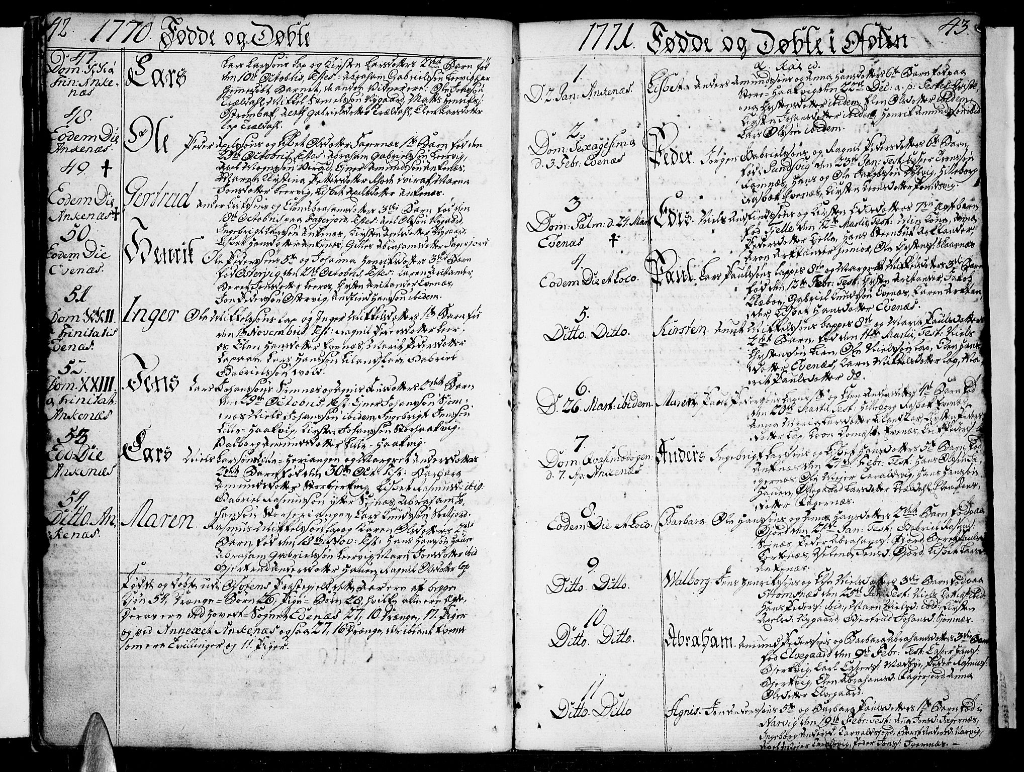 Ministerialprotokoller, klokkerbøker og fødselsregistre - Nordland, AV/SAT-A-1459/863/L0892: Ministerialbok nr. 863A04, 1765-1794, s. 42-43