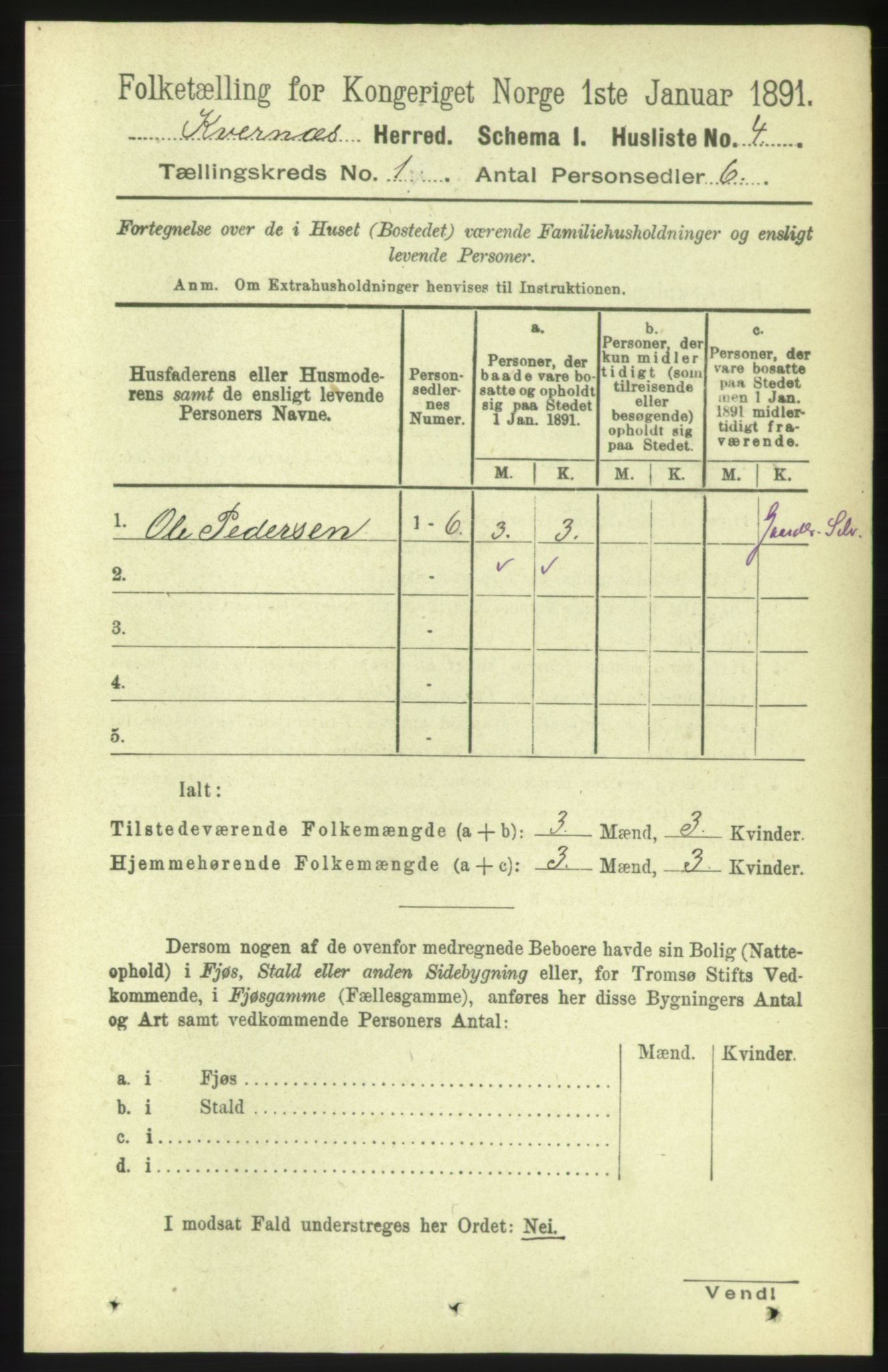 RA, Folketelling 1891 for 1553 Kvernes herred, 1891, s. 47