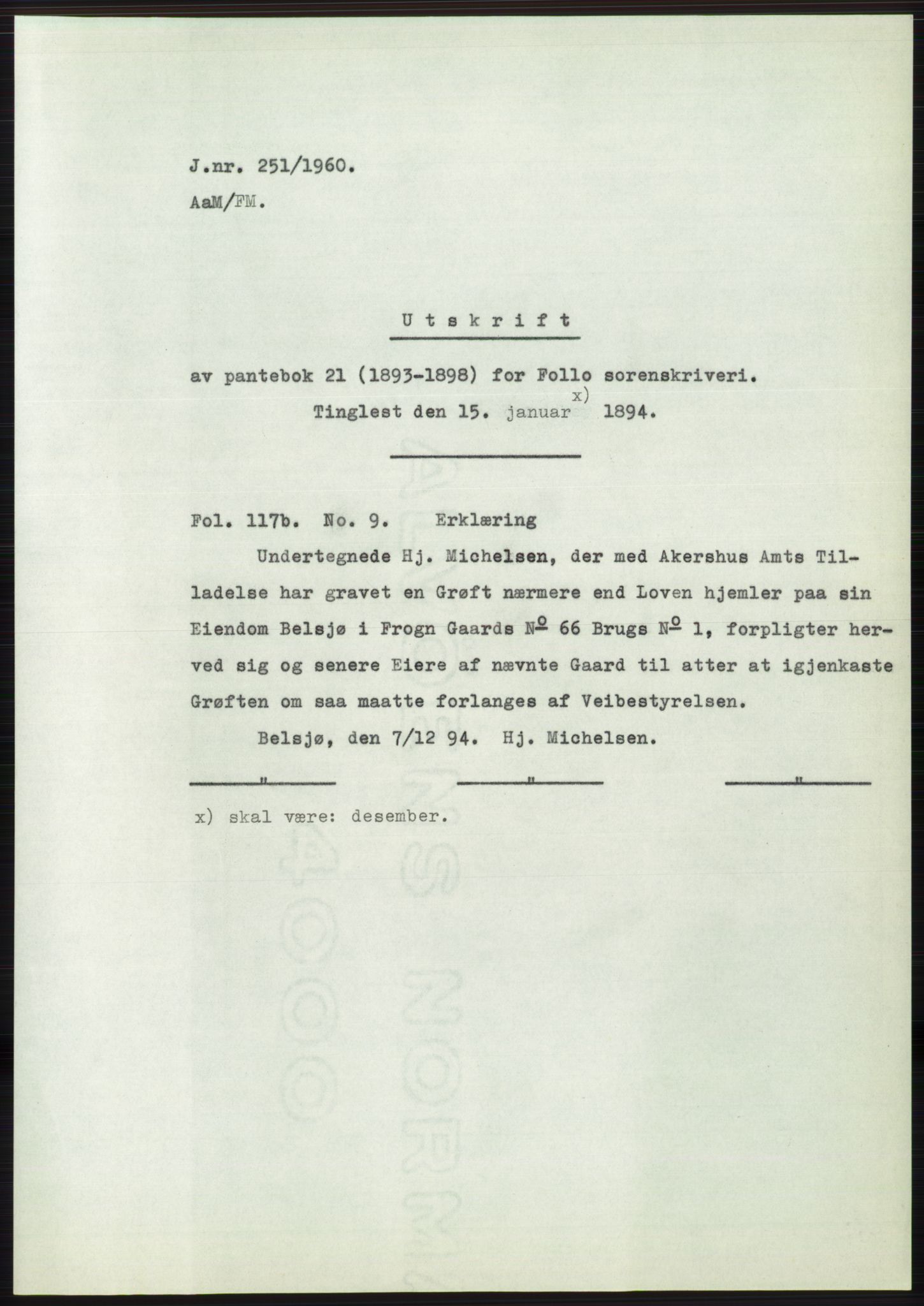 Statsarkivet i Oslo, SAO/A-10621/Z/Zd/L0011: Avskrifter, j.nr 4-798/1960, 1960, s. 137