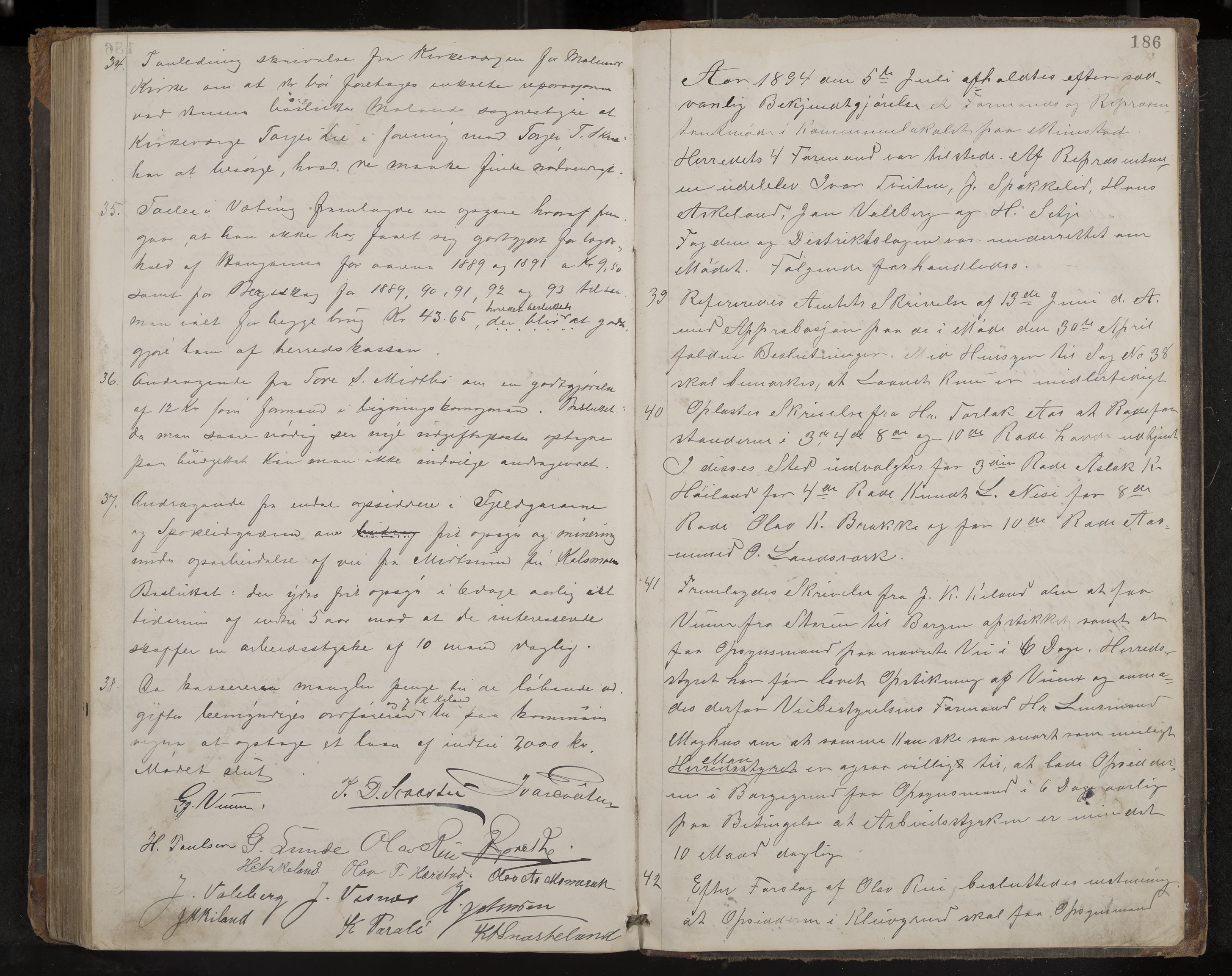 Fyresdal formannskap og sentraladministrasjon, IKAK/0831021-1/Aa/L0002: Møtebok, 1877-1894, s. 186