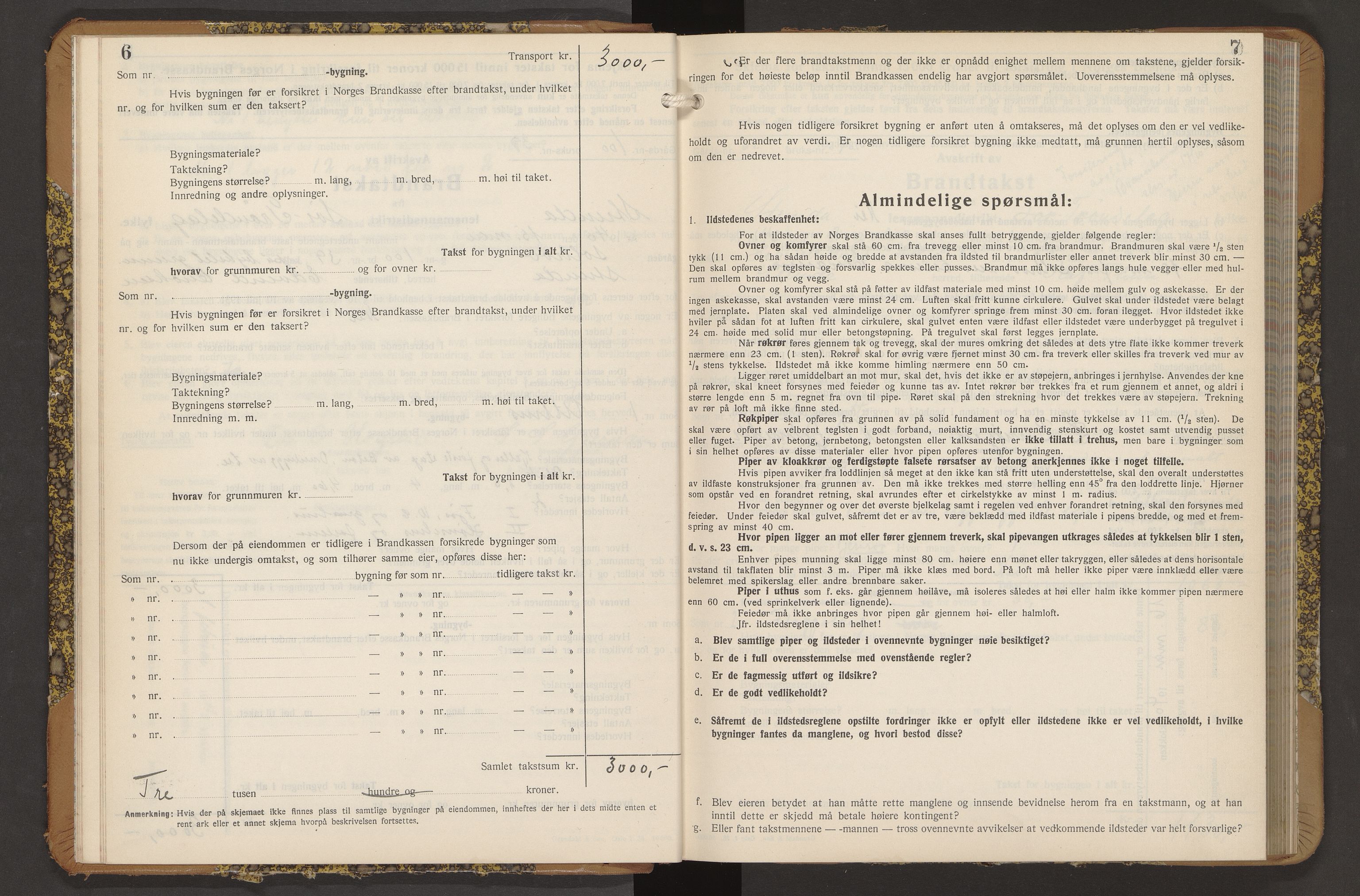 Norges Brannkasse Strinda, AV/SAT-A-5516/Fb/L0009: Branntakstprotokoll, 1940-1946, s. 6-7