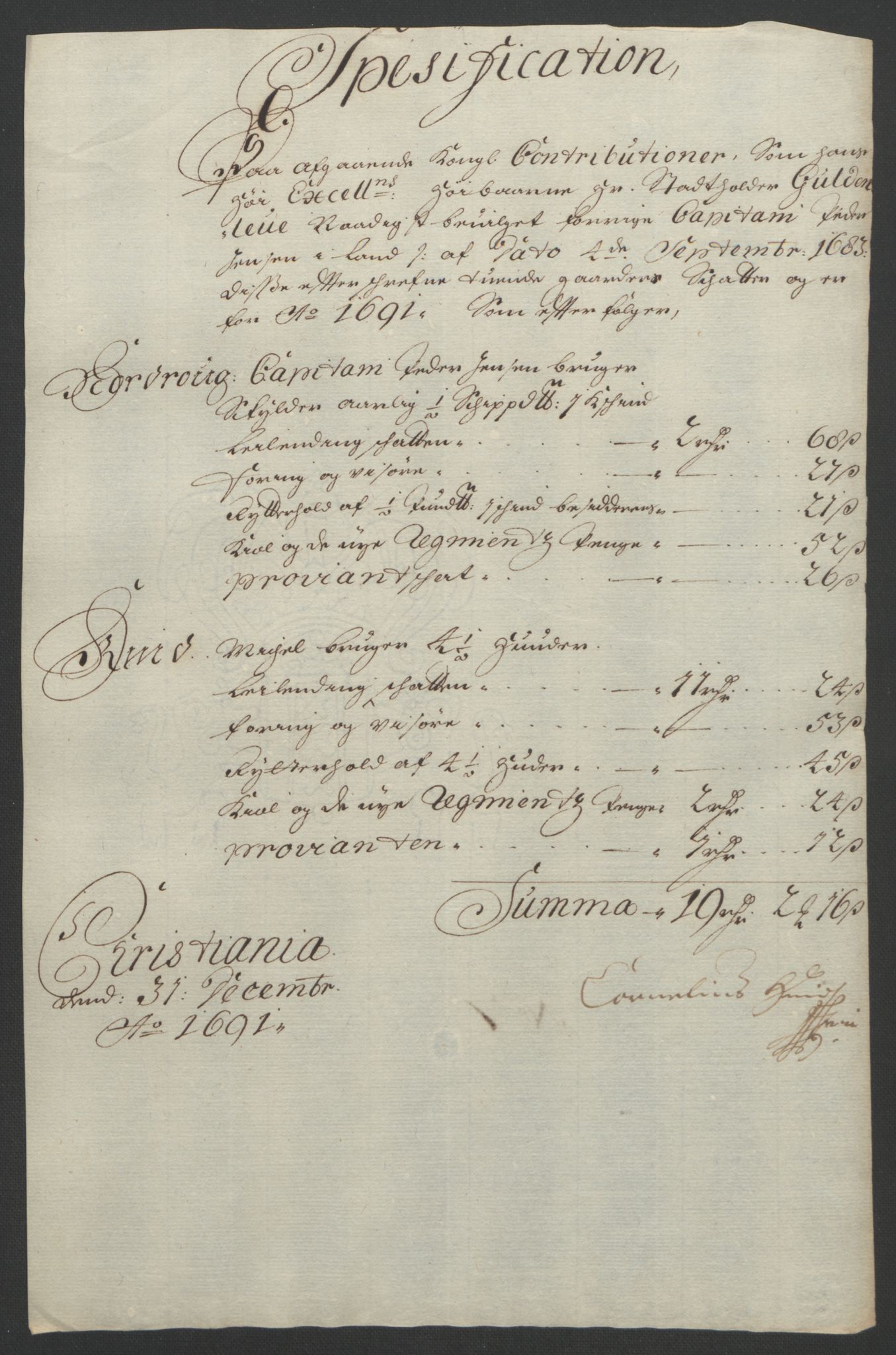 Rentekammeret inntil 1814, Reviderte regnskaper, Fogderegnskap, RA/EA-4092/R18/L1290: Fogderegnskap Hadeland, Toten og Valdres, 1691, s. 280
