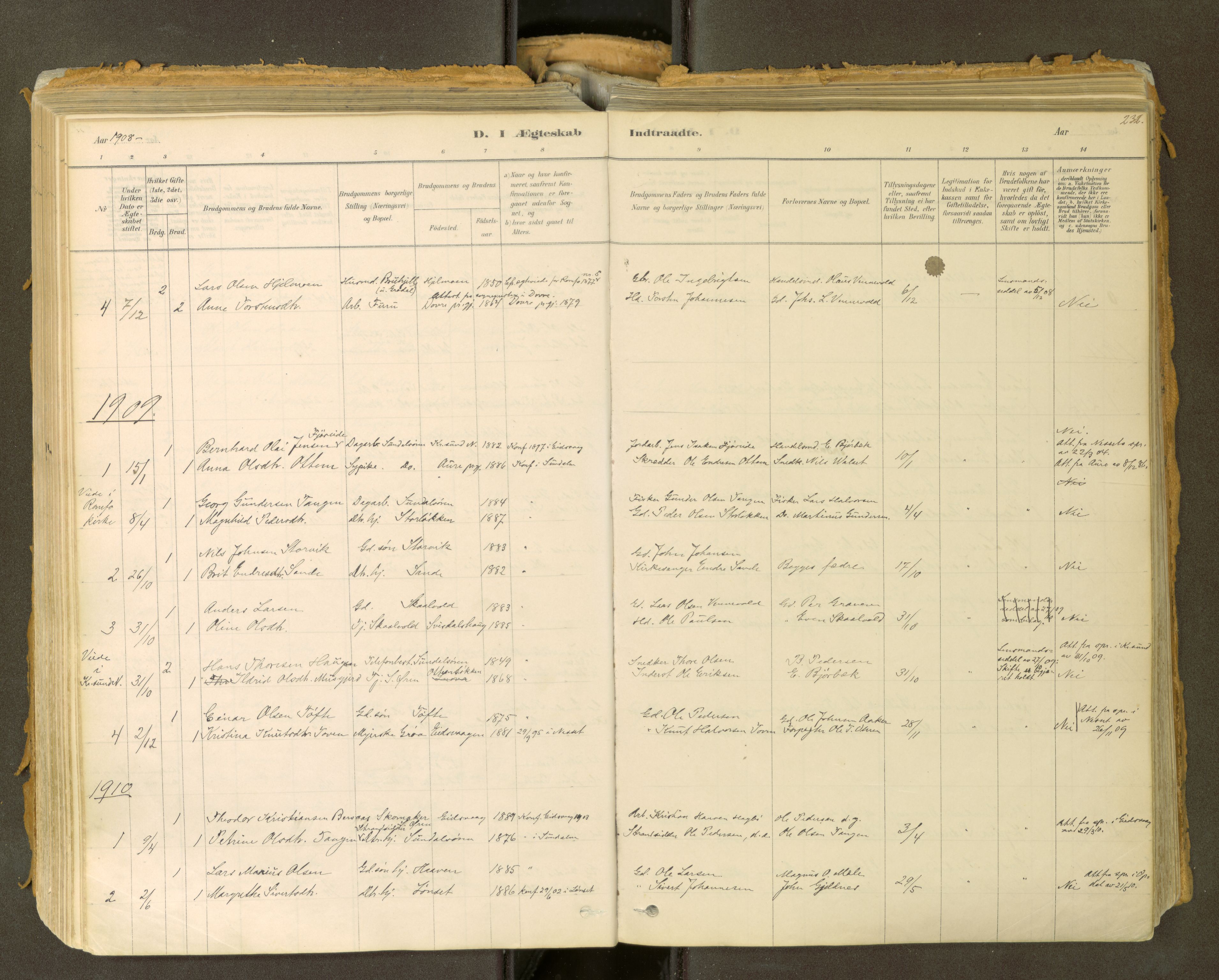 Sunndal sokneprestkontor, SAT/A-1085/1/I/I1/I1a: Ministerialbok nr. 2, 1877-1914, s. 232