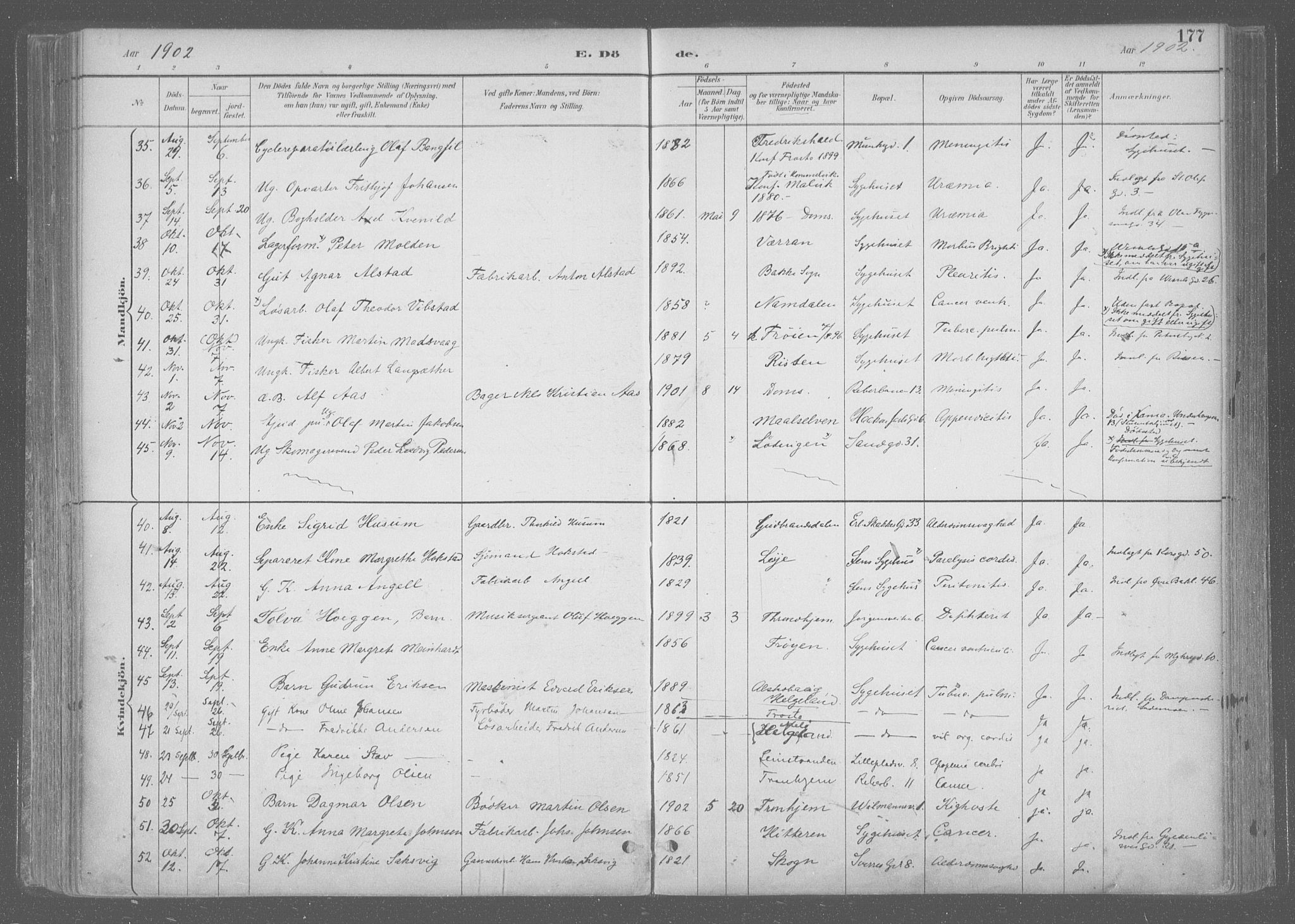 Ministerialprotokoller, klokkerbøker og fødselsregistre - Sør-Trøndelag, AV/SAT-A-1456/601/L0064: Ministerialbok nr. 601A31, 1891-1911, s. 177