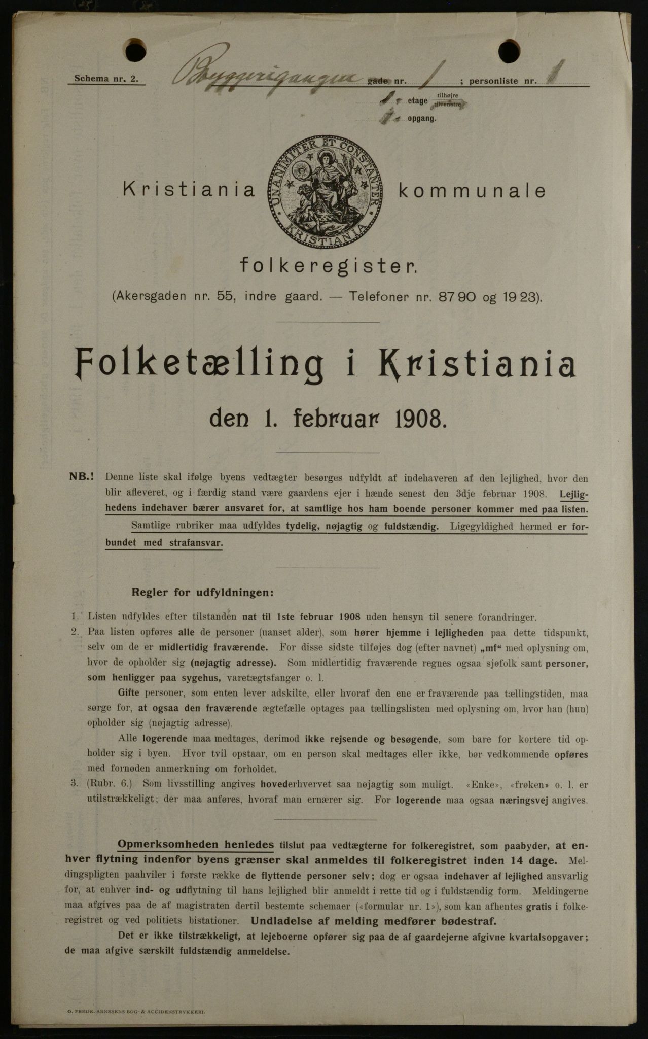 OBA, Kommunal folketelling 1.2.1908 for Kristiania kjøpstad, 1908, s. 9518