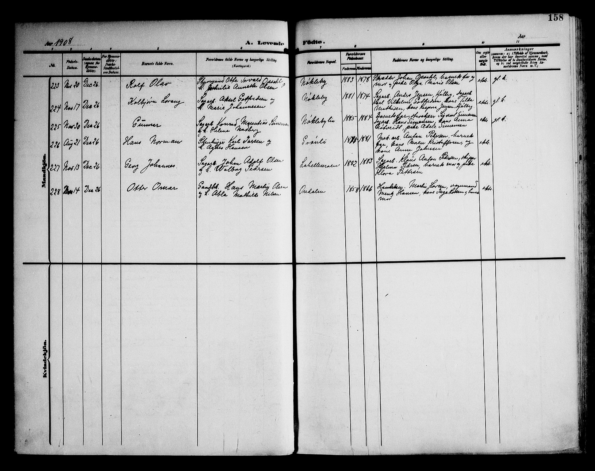 Glemmen prestekontor Kirkebøker, SAO/A-10908/F/Fa/L0014: Ministerialbok nr. 14, 1902-1922, s. 158