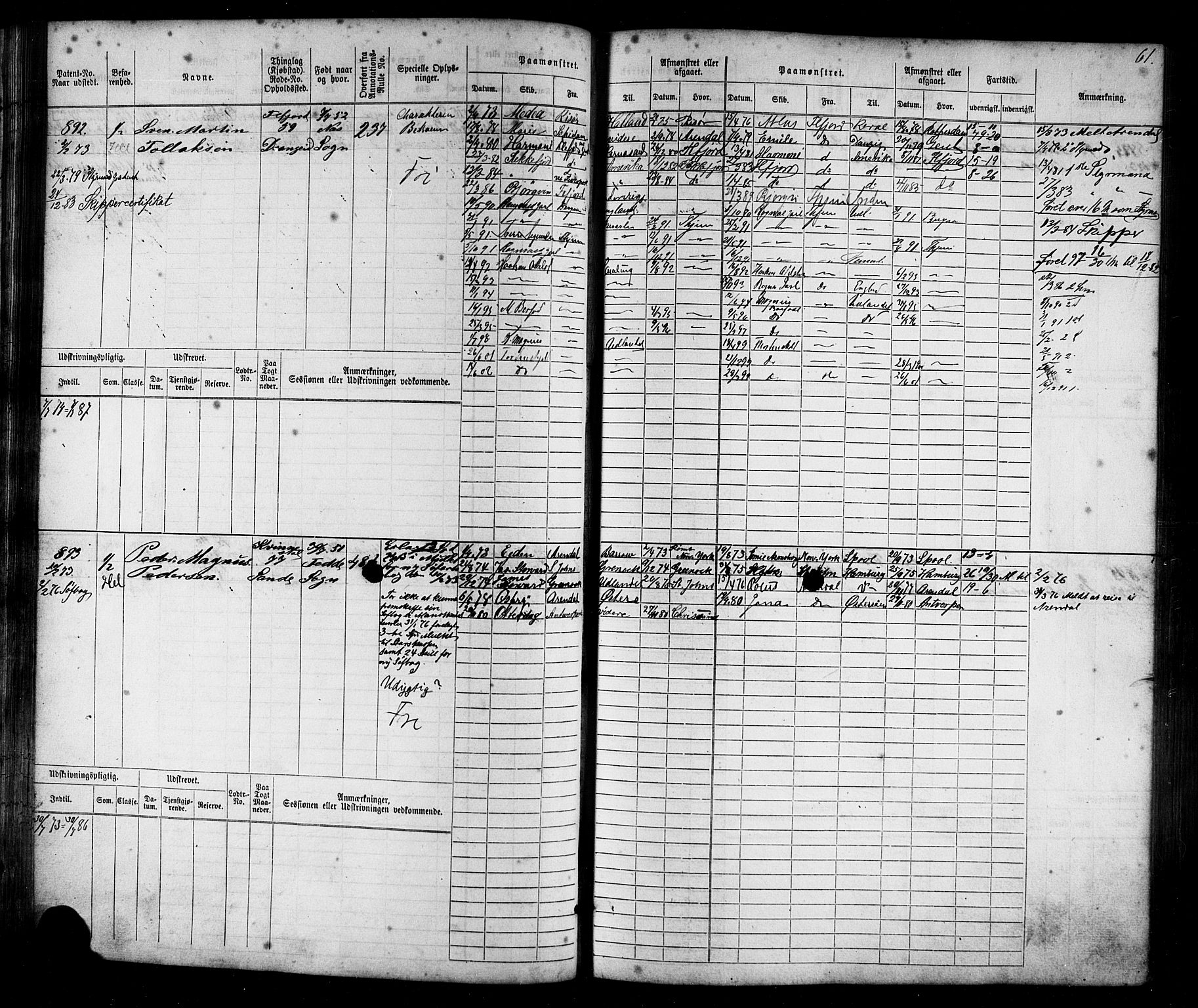 Flekkefjord mønstringskrets, AV/SAK-2031-0018/F/Fb/L0009: Hovedrulle nr 771-1533, Æ-6, 1868-1900, s. 64