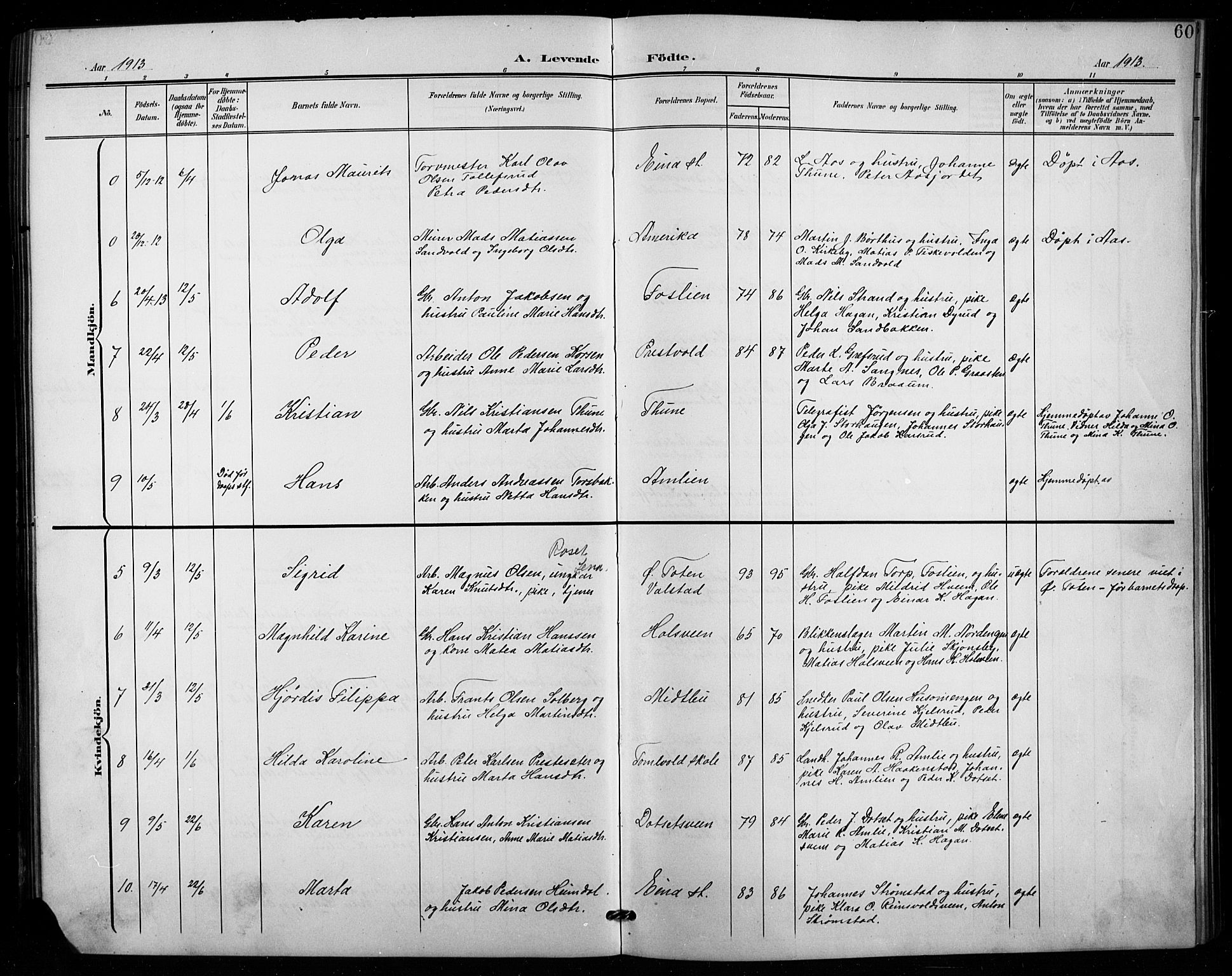 Vestre Toten prestekontor, SAH/PREST-108/H/Ha/Hab/L0016: Klokkerbok nr. 16, 1901-1915, s. 60