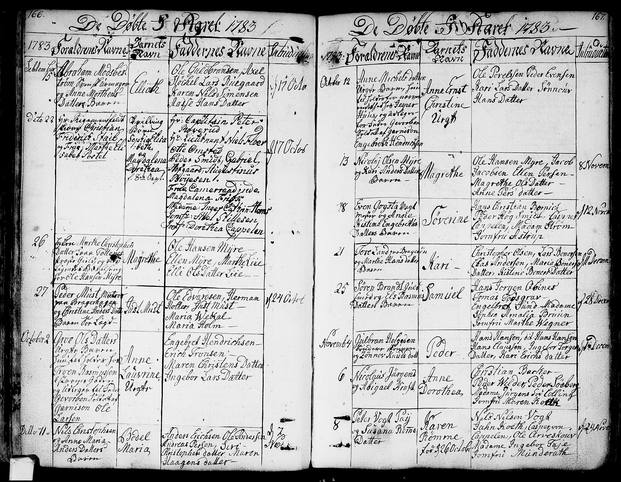 Bragernes kirkebøker, SAKO/A-6/F/Fa/L0006a: Ministerialbok nr. I 6, 1782-1814, s. 166-167