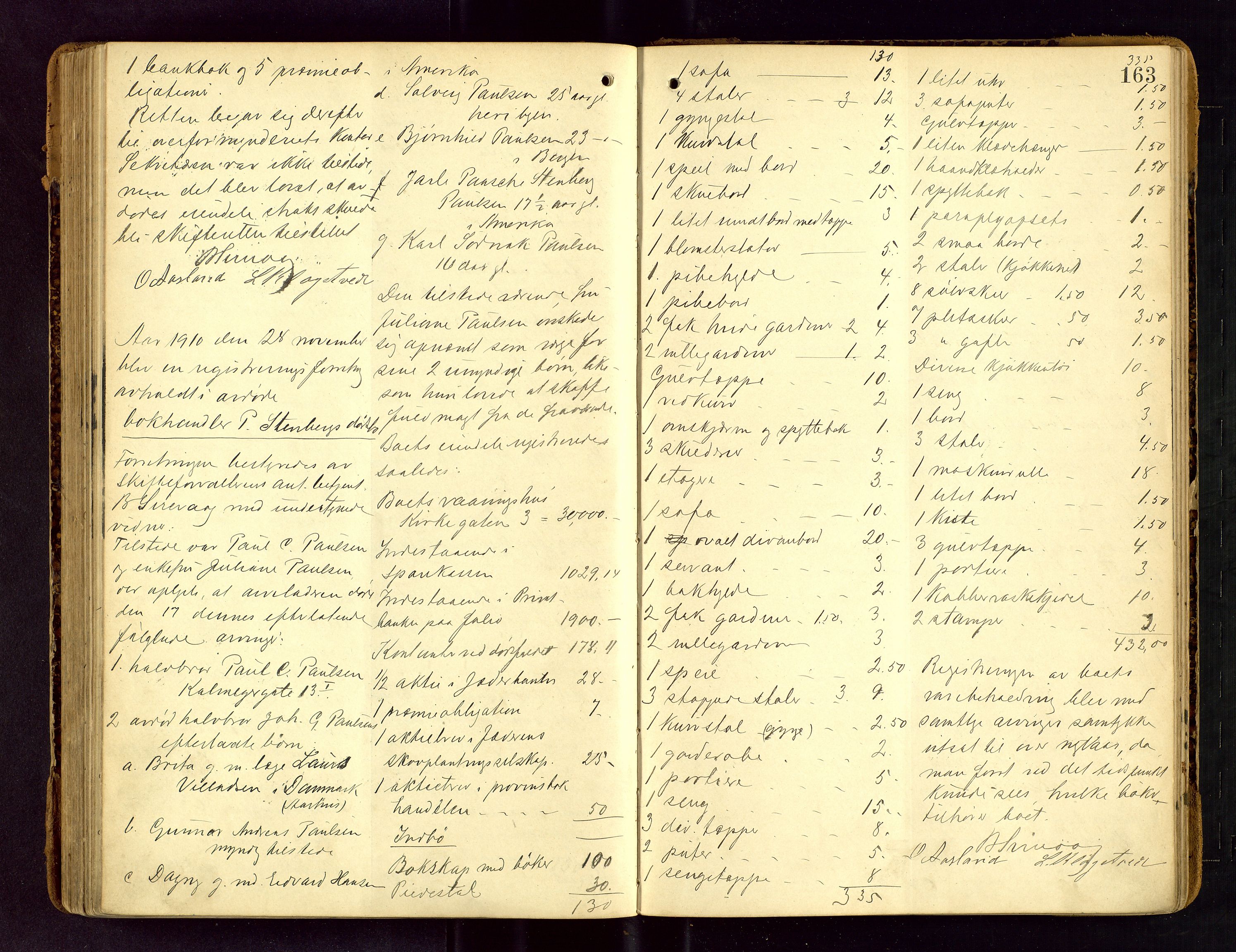 Stavanger skifteforvalter, AV/SAST-A-101412/001/5/53/533BA/L0002: Registreringsprotokoll, 1902-1914, s. 163