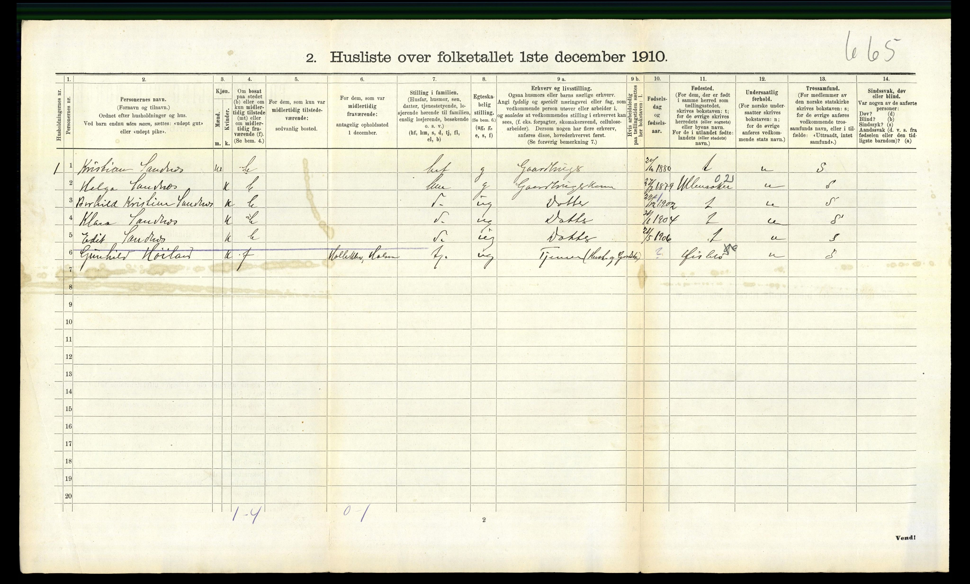 RA, Folketelling 1910 for 1019 Halse og Harkmark herred, 1910, s. 851