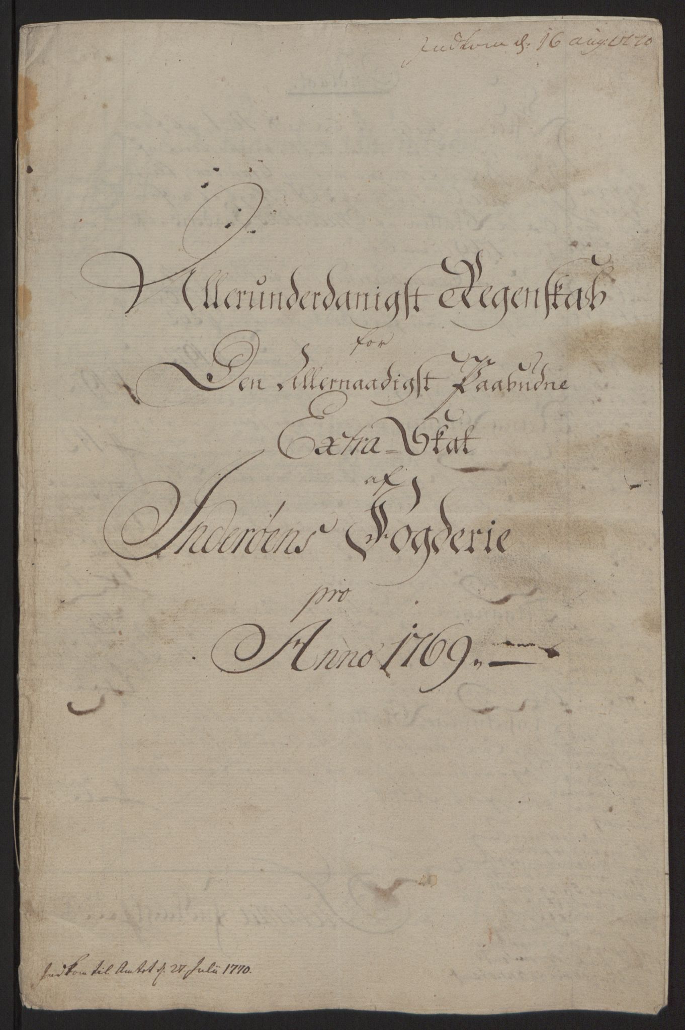 Rentekammeret inntil 1814, Reviderte regnskaper, Fogderegnskap, AV/RA-EA-4092/R63/L4420: Ekstraskatten Inderøy, 1762-1772, s. 339