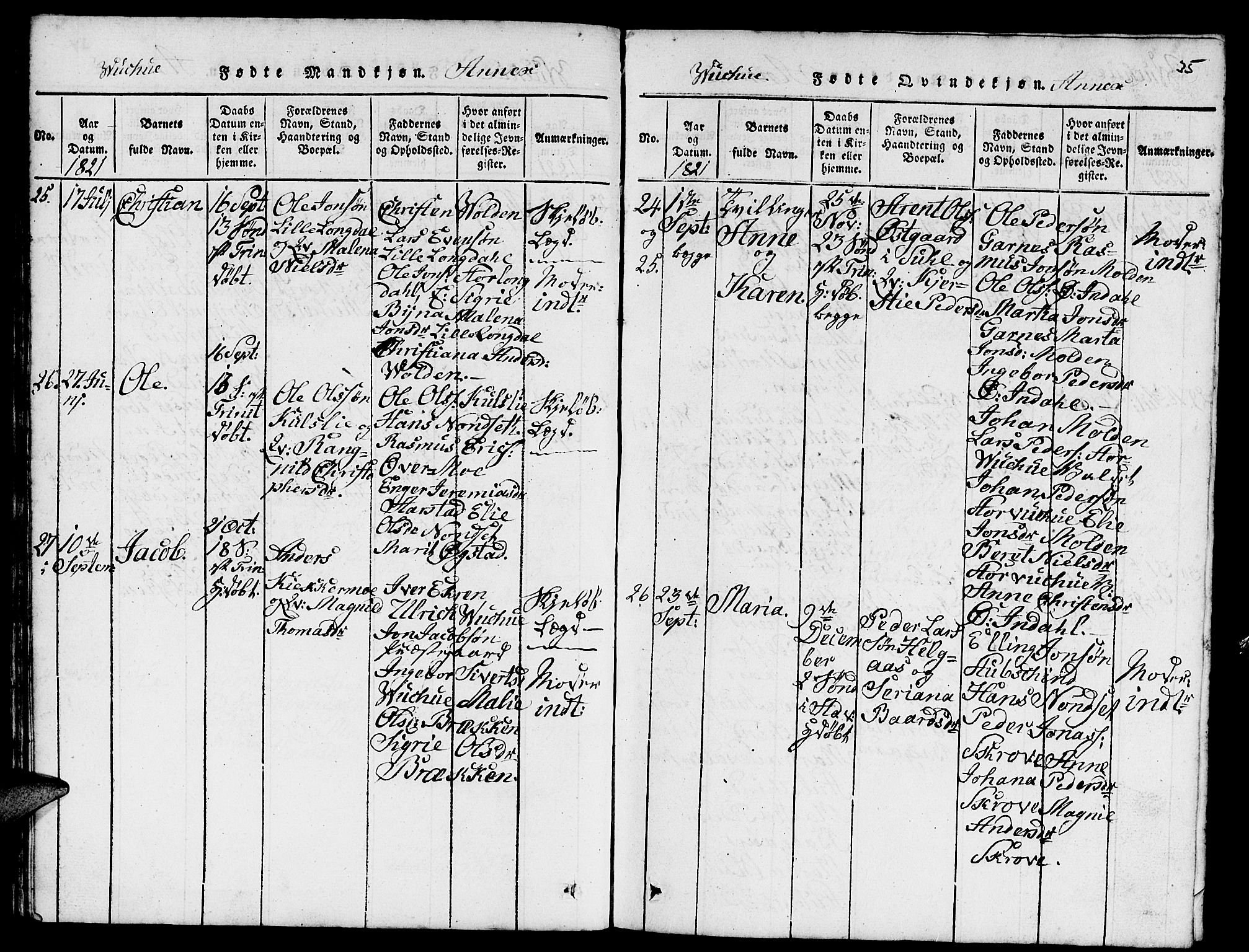 Ministerialprotokoller, klokkerbøker og fødselsregistre - Nord-Trøndelag, AV/SAT-A-1458/724/L0265: Klokkerbok nr. 724C01, 1816-1845, s. 35