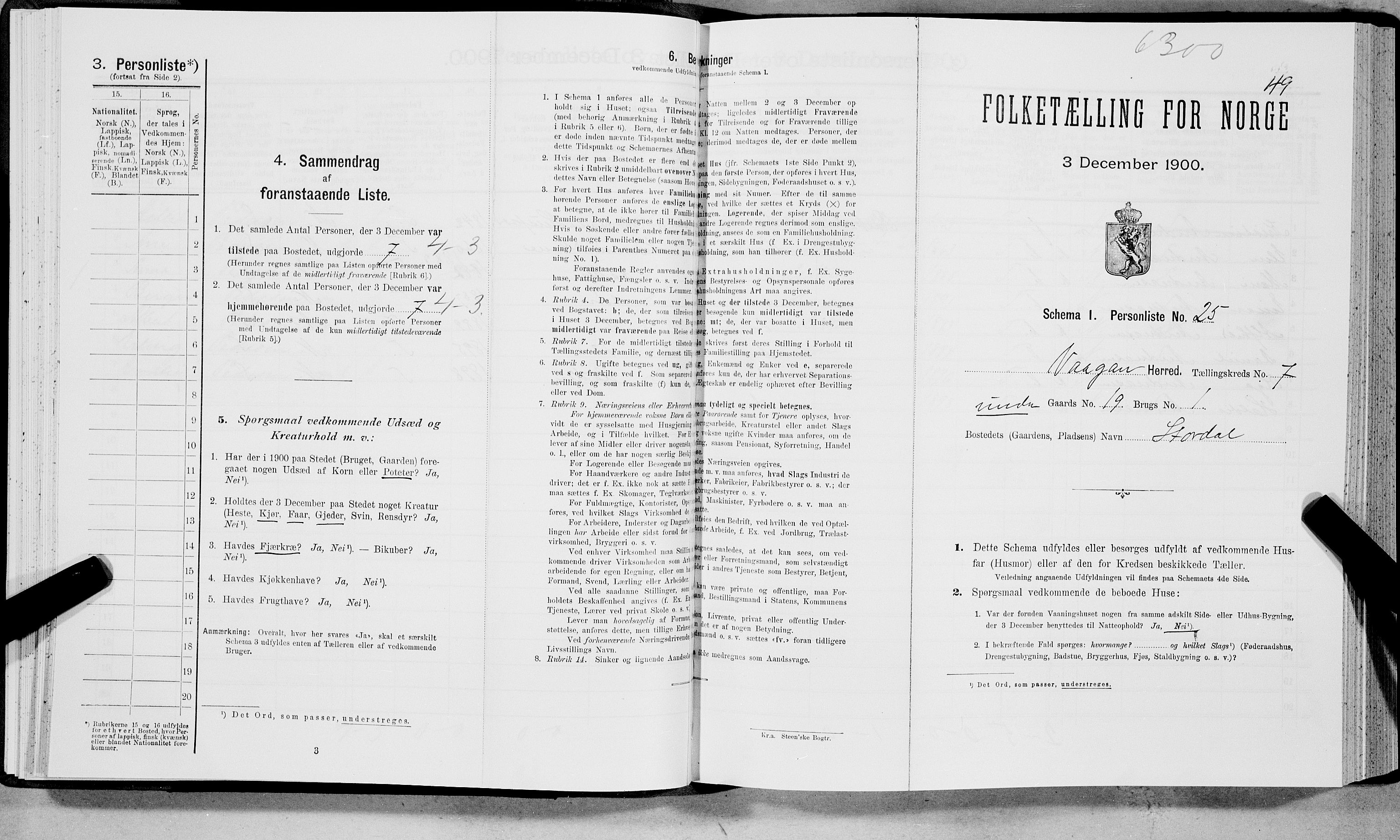 SAT, Folketelling 1900 for 1865 Vågan herred, 1900, s. 947