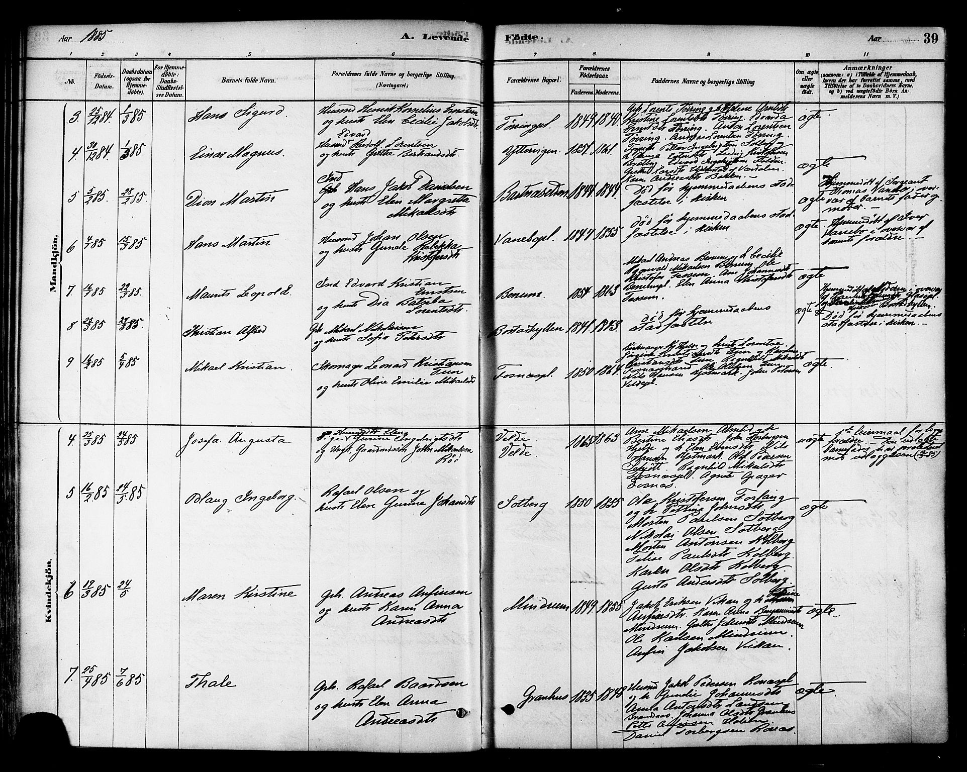 Ministerialprotokoller, klokkerbøker og fødselsregistre - Nord-Trøndelag, SAT/A-1458/741/L0395: Ministerialbok nr. 741A09, 1878-1888, s. 39