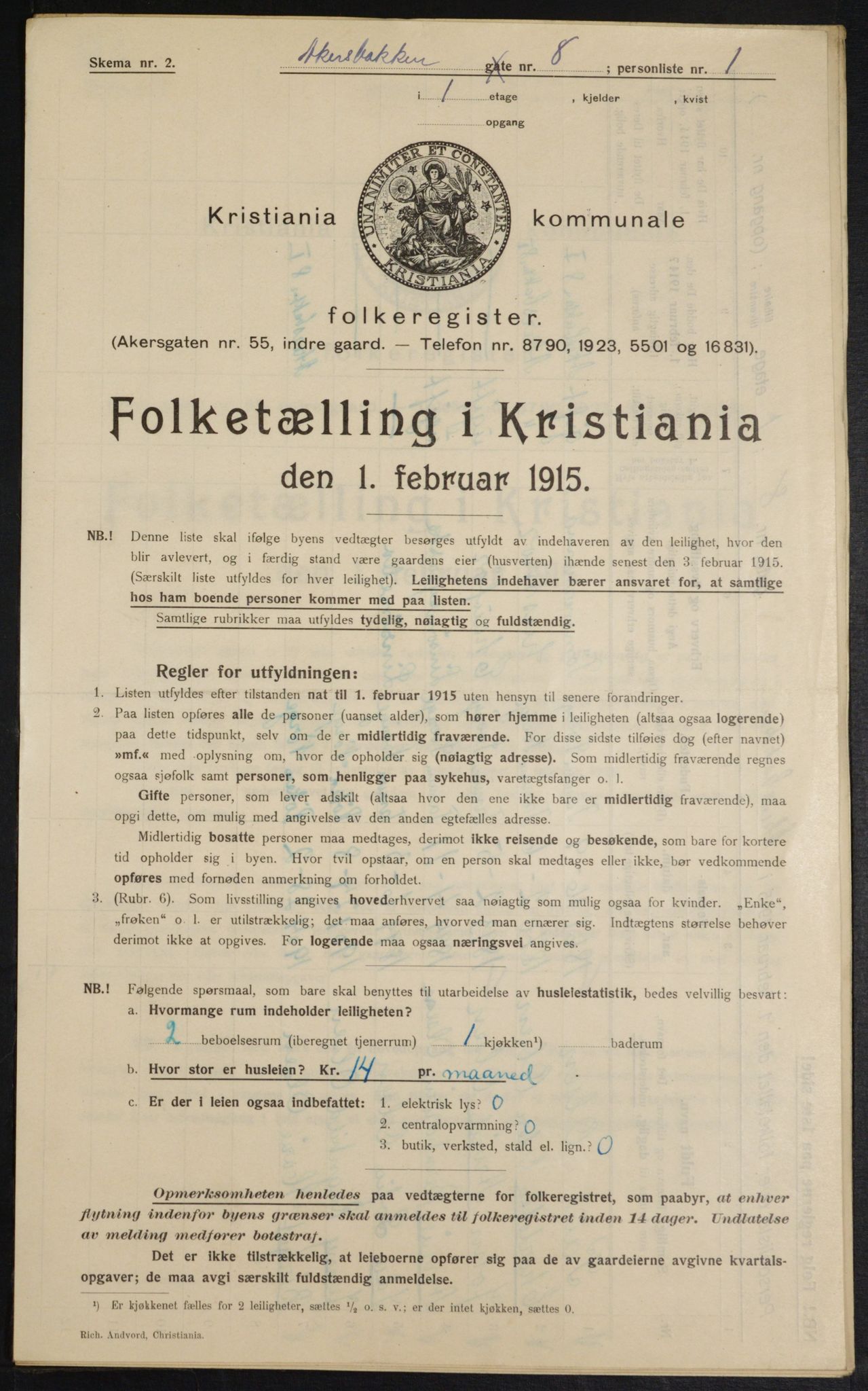 OBA, Kommunal folketelling 1.2.1915 for Kristiania, 1915, s. 38