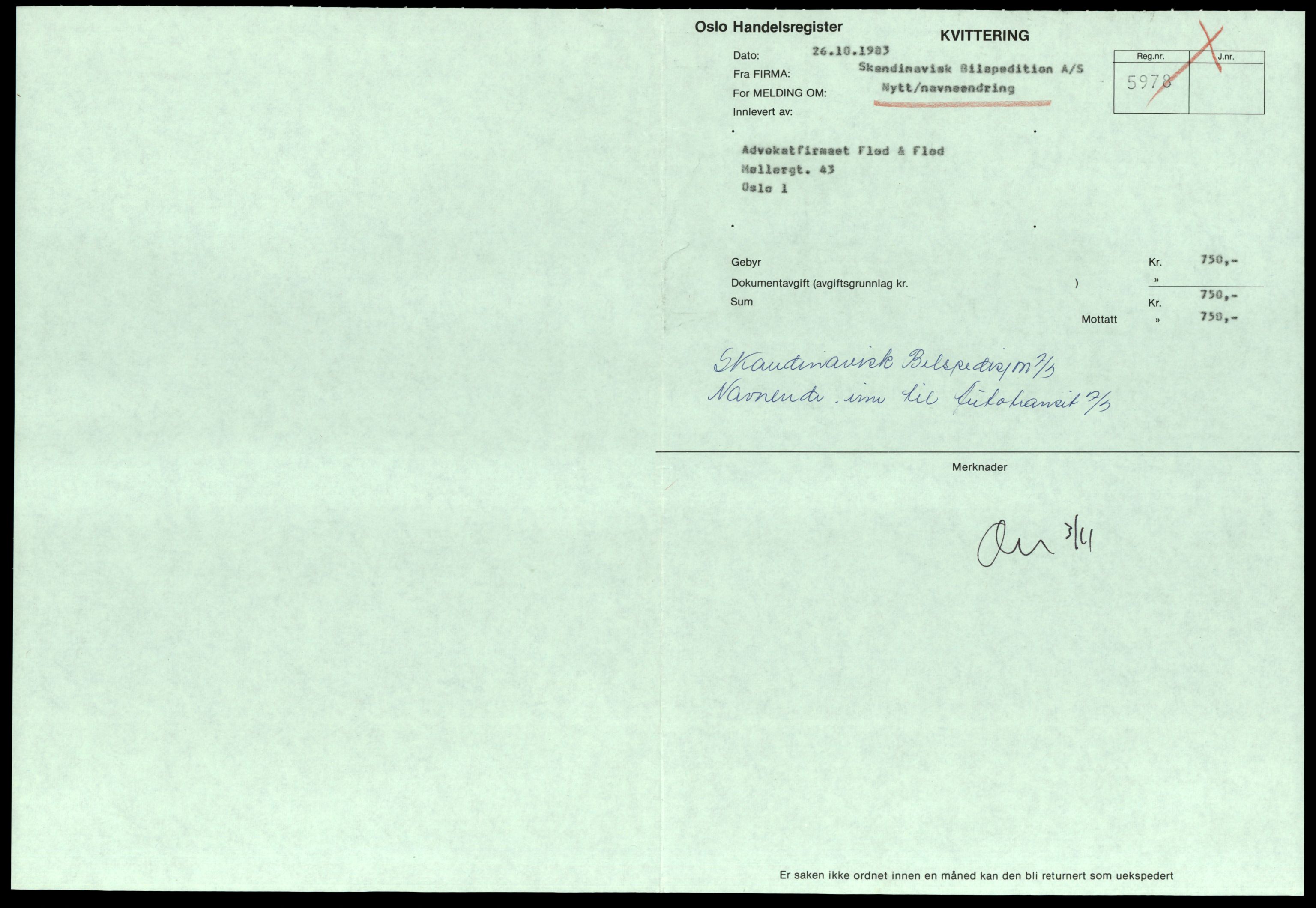 Oslo byfogd, Handelsregisteret, SAT/A-10867/G/Gc/Gca/L0744: Ikke konverterte foretak, Skandinavisk B-Skans, 1890-1990, s. 1