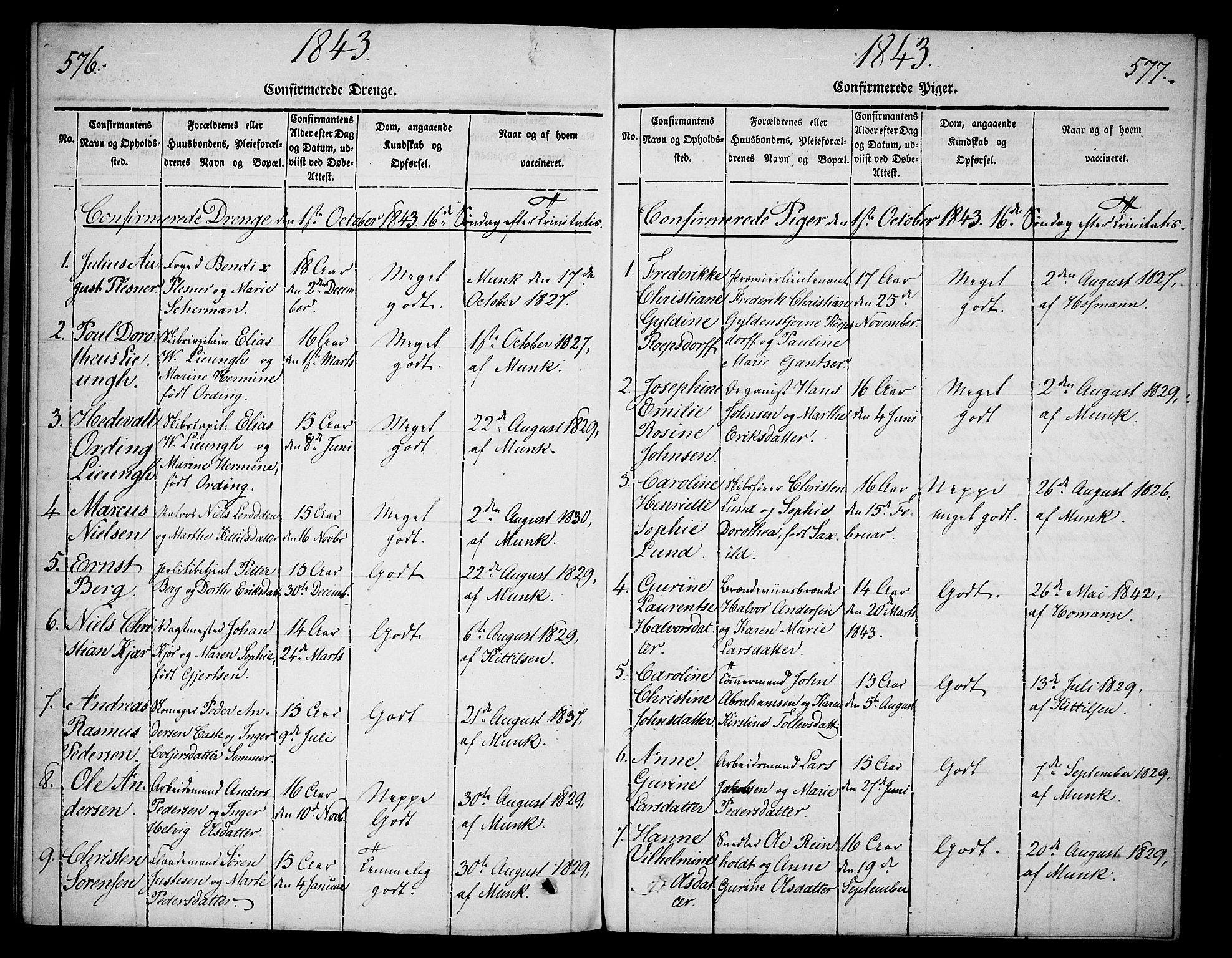 Skien kirkebøker, AV/SAKO-A-302/G/Ga/L0003: Klokkerbok nr. 3, 1843-1847, s. 576-577