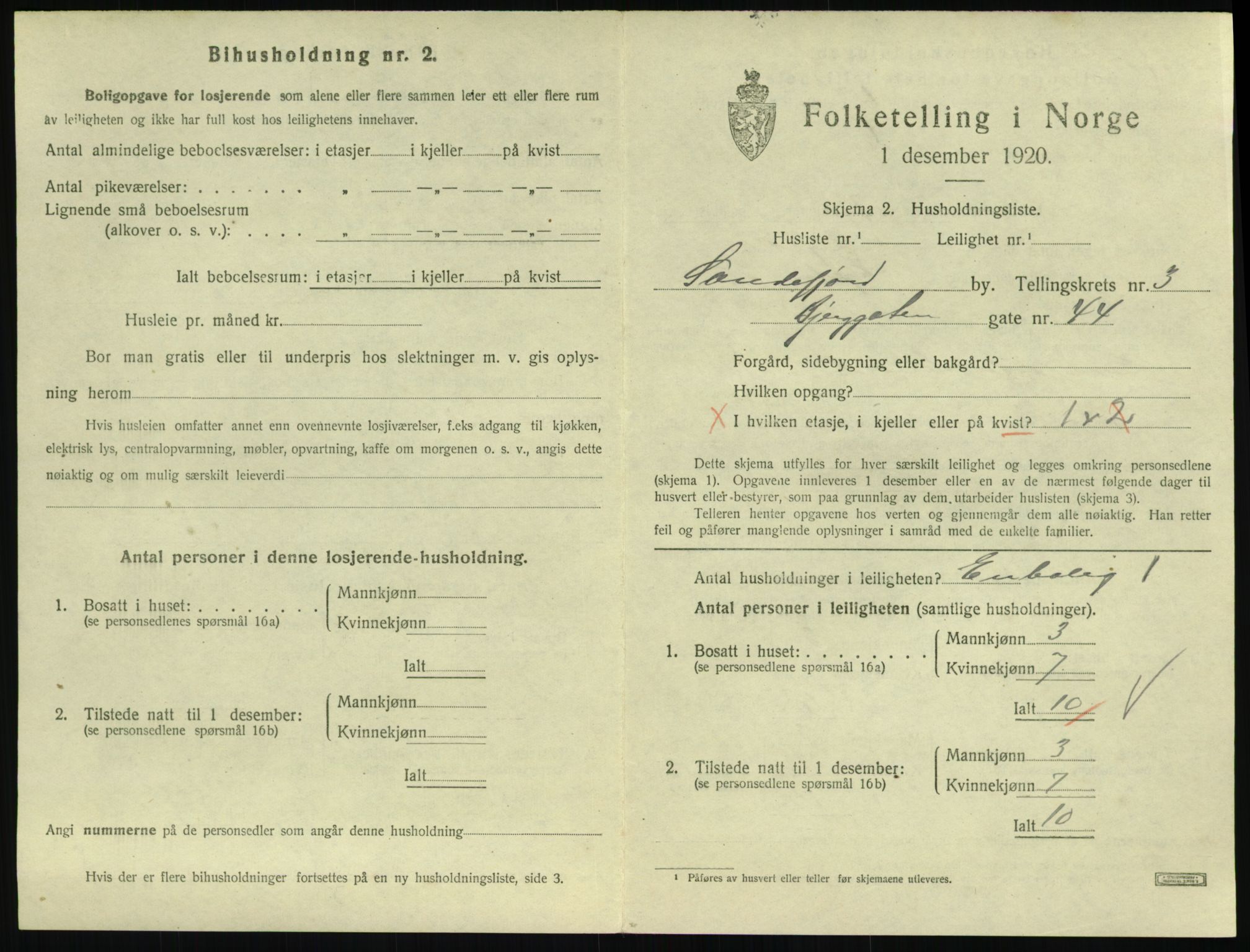 SAKO, Folketelling 1920 for 0706 Sandefjord kjøpstad, 1920, s. 2072