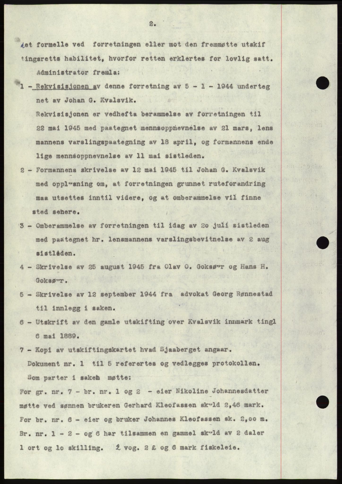 Søre Sunnmøre sorenskriveri, AV/SAT-A-4122/1/2/2C/L0077: Pantebok nr. 3A, 1945-1946, Dagboknr: 769/1945