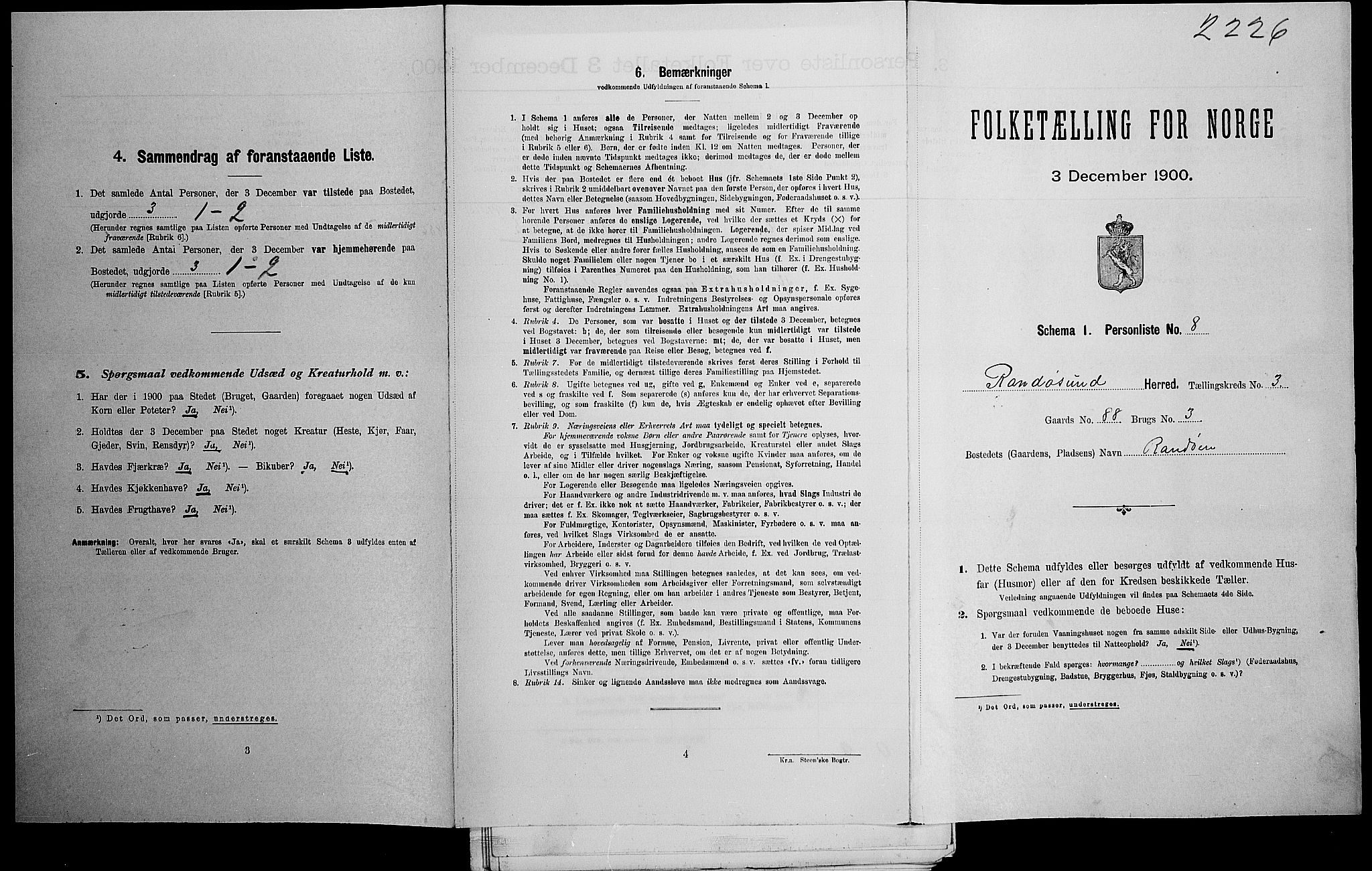 SAK, Folketelling 1900 for 1011 Randesund herred, 1900, s. 360