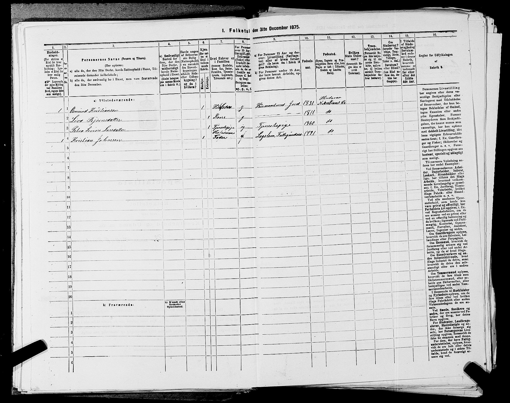 SAST, Folketelling 1875 for 1139P Nedstrand prestegjeld, 1875, s. 592