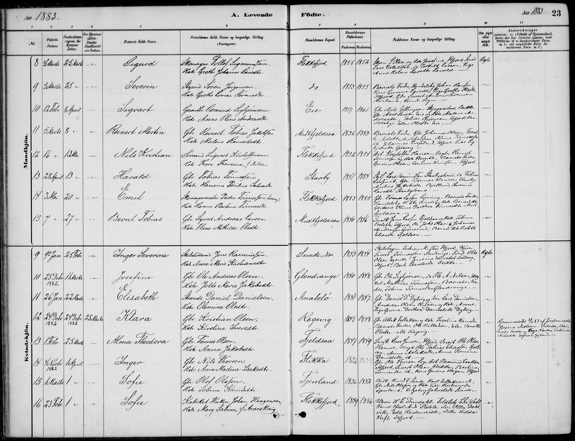 Flekkefjord sokneprestkontor, AV/SAK-1111-0012/F/Fb/Fbc/L0007: Klokkerbok nr. B 7, 1880-1902, s. 23