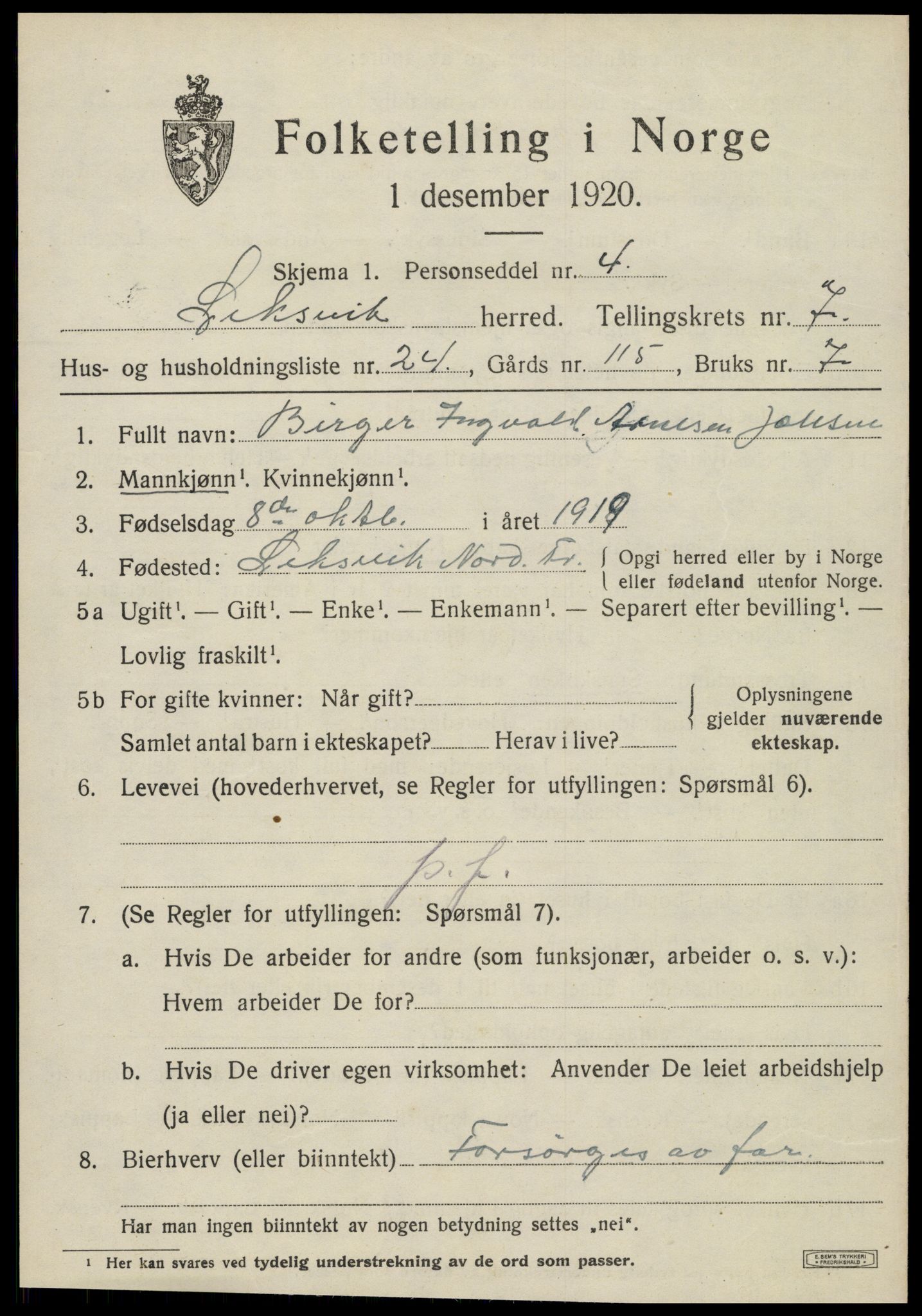 SAT, Folketelling 1920 for 1718 Leksvik herred, 1920, s. 6354