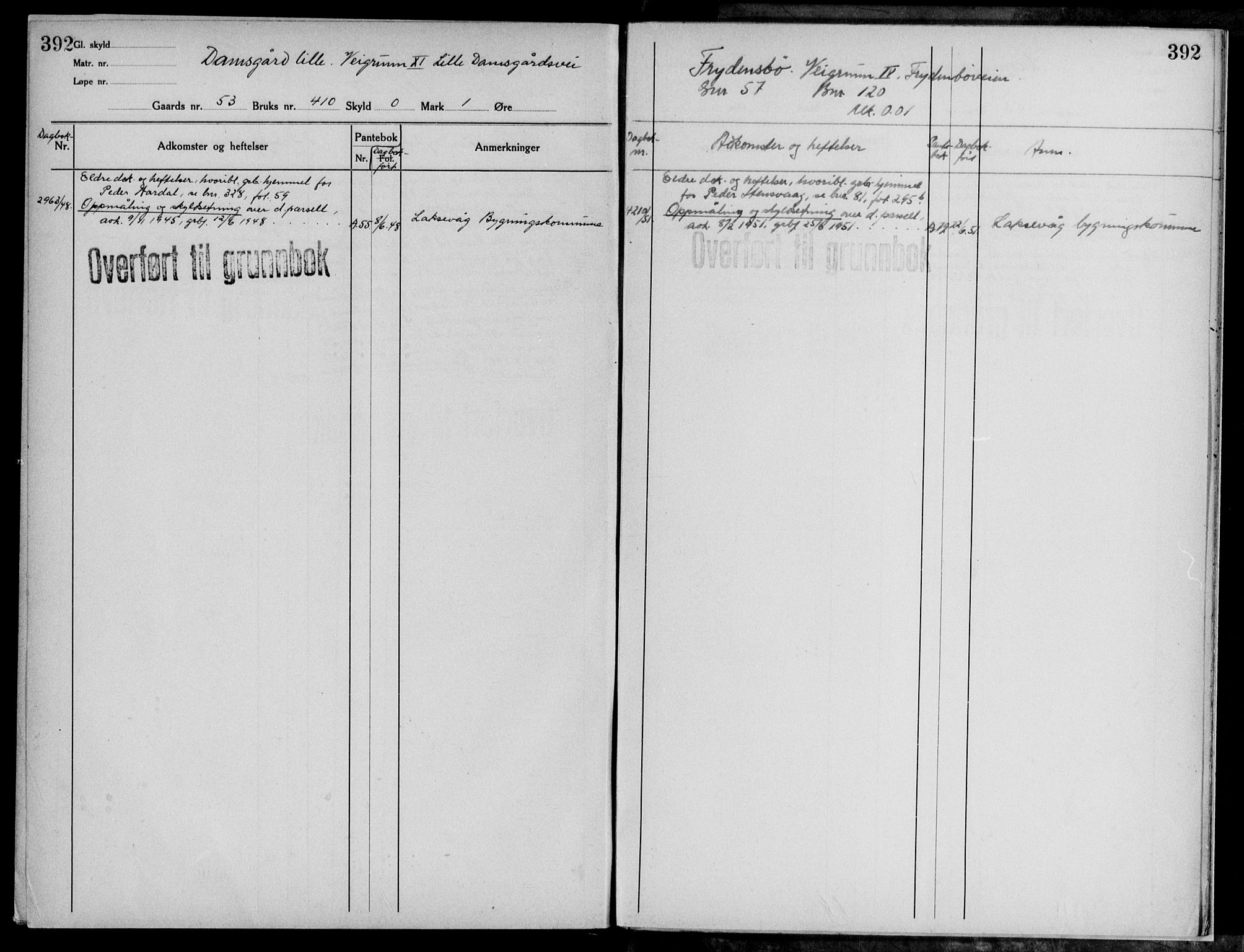 Midhordland sorenskriveri, AV/SAB-A-3001/1/G/Ga/Gab/L0117: Panteregister nr. II.A.b.117, s. 392