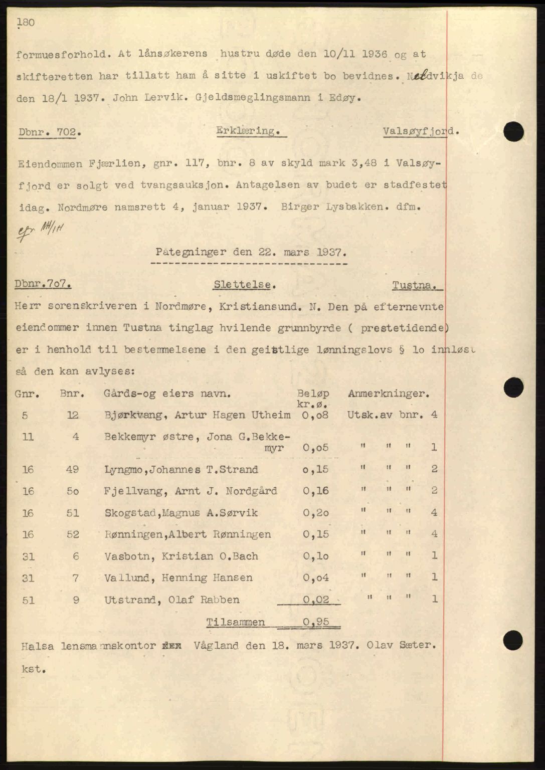 Nordmøre sorenskriveri, SAT/A-4132/1/2/2Ca: Pantebok nr. C80, 1936-1939, Dagboknr: 702/1937