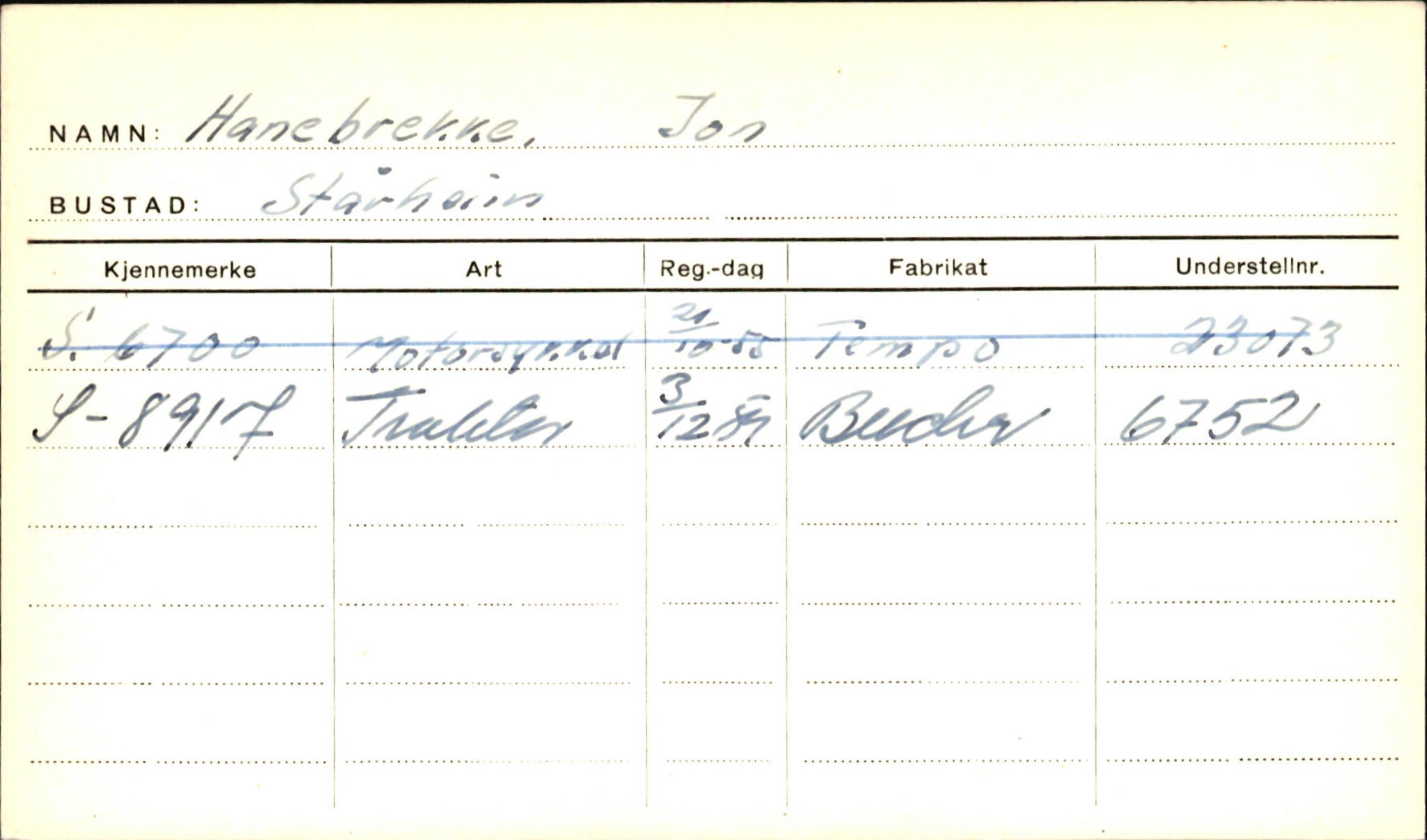 Statens vegvesen, Sogn og Fjordane vegkontor, SAB/A-5301/4/F/L0001A: Eigarregister Fjordane til 1.6.1961, 1930-1961, s. 111