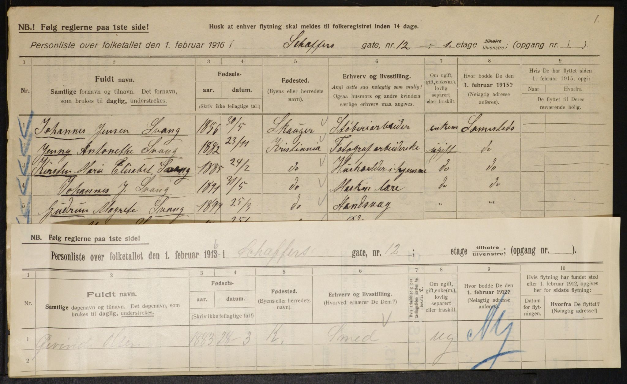 OBA, Kommunal folketelling 1.2.1916 for Kristiania, 1916, s. 95596