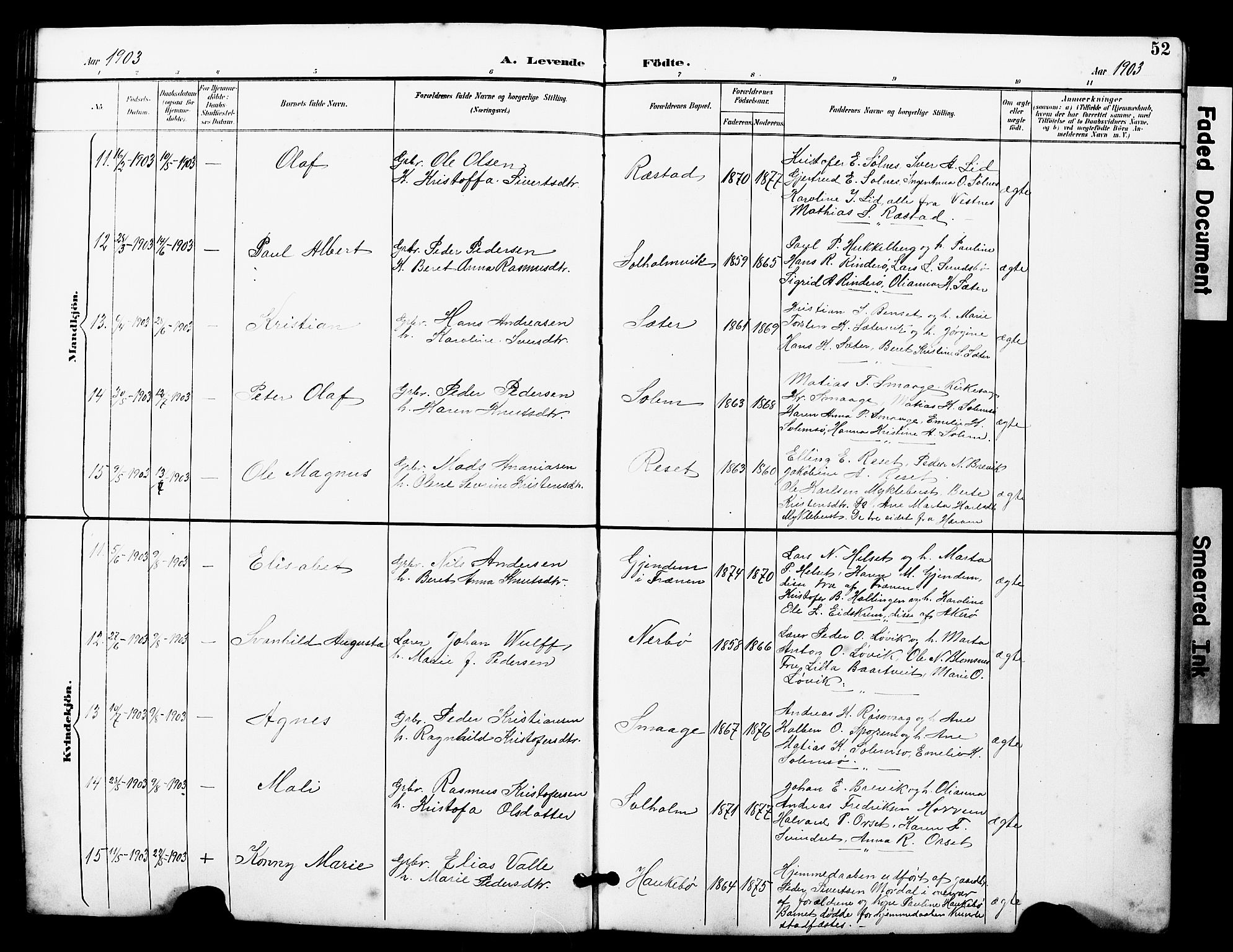 Ministerialprotokoller, klokkerbøker og fødselsregistre - Møre og Romsdal, AV/SAT-A-1454/560/L0725: Klokkerbok nr. 560C02, 1895-1930, s. 52