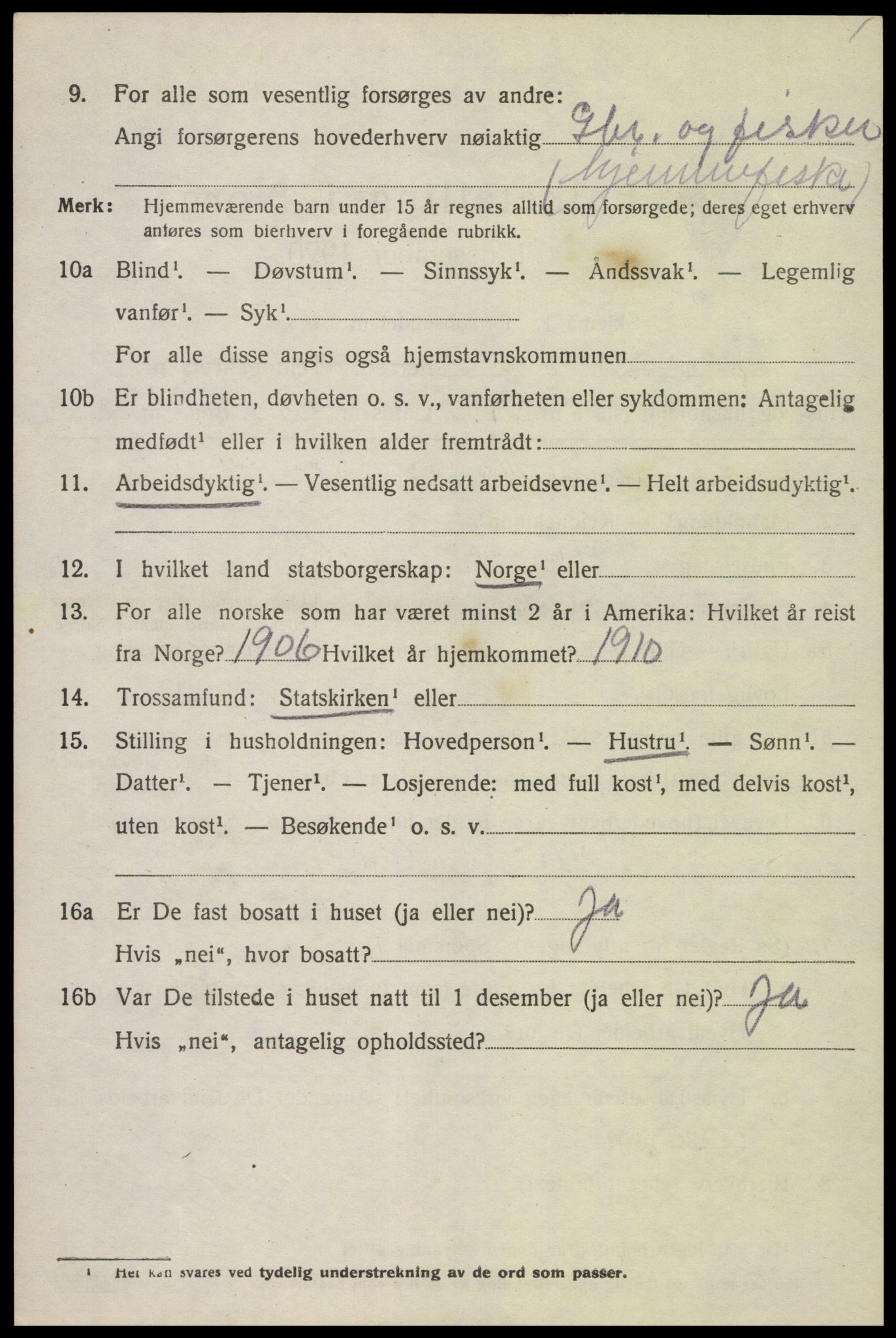 SAK, Folketelling 1920 for 1030 Spangereid herred, 1920, s. 2234